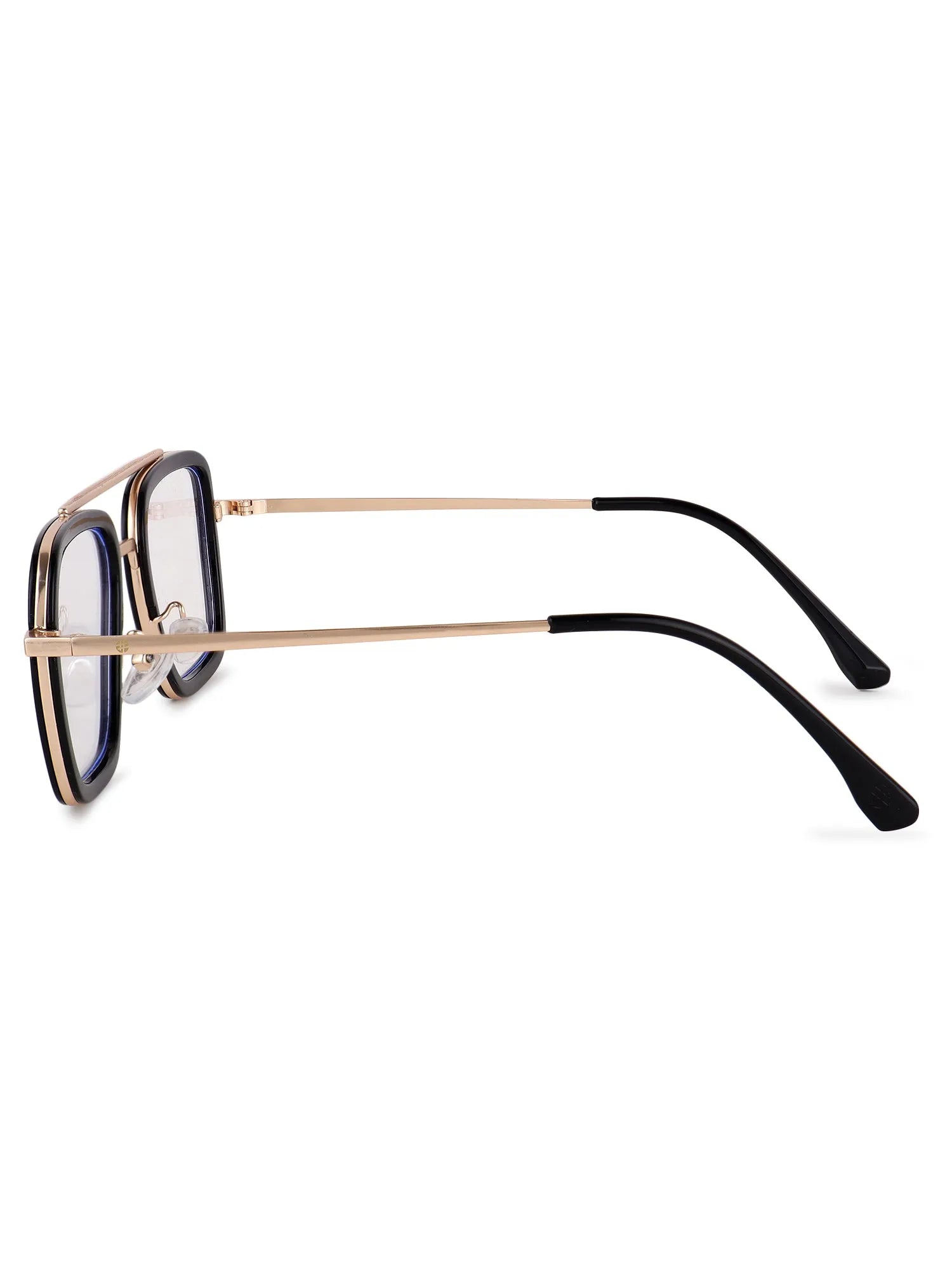 Novaic | Golden & Black Medium Full Rim Rectangle Clip-on for Men & Women [UV-protected]