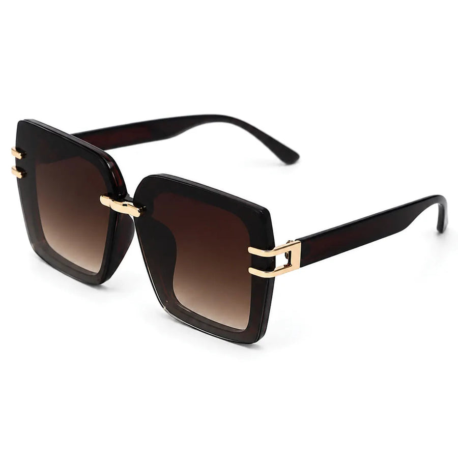 Valoria | Brown Large Full Rim Square Sunglasses for Women [UV-protected]