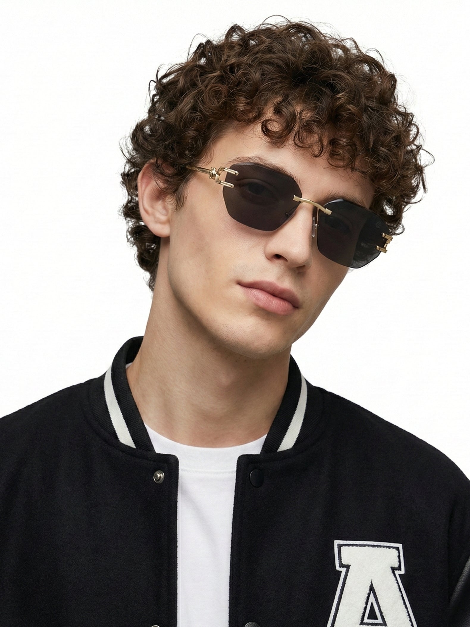 Valora | Black Medium Rim Less Square Sunglasses for Men [UV-protected]