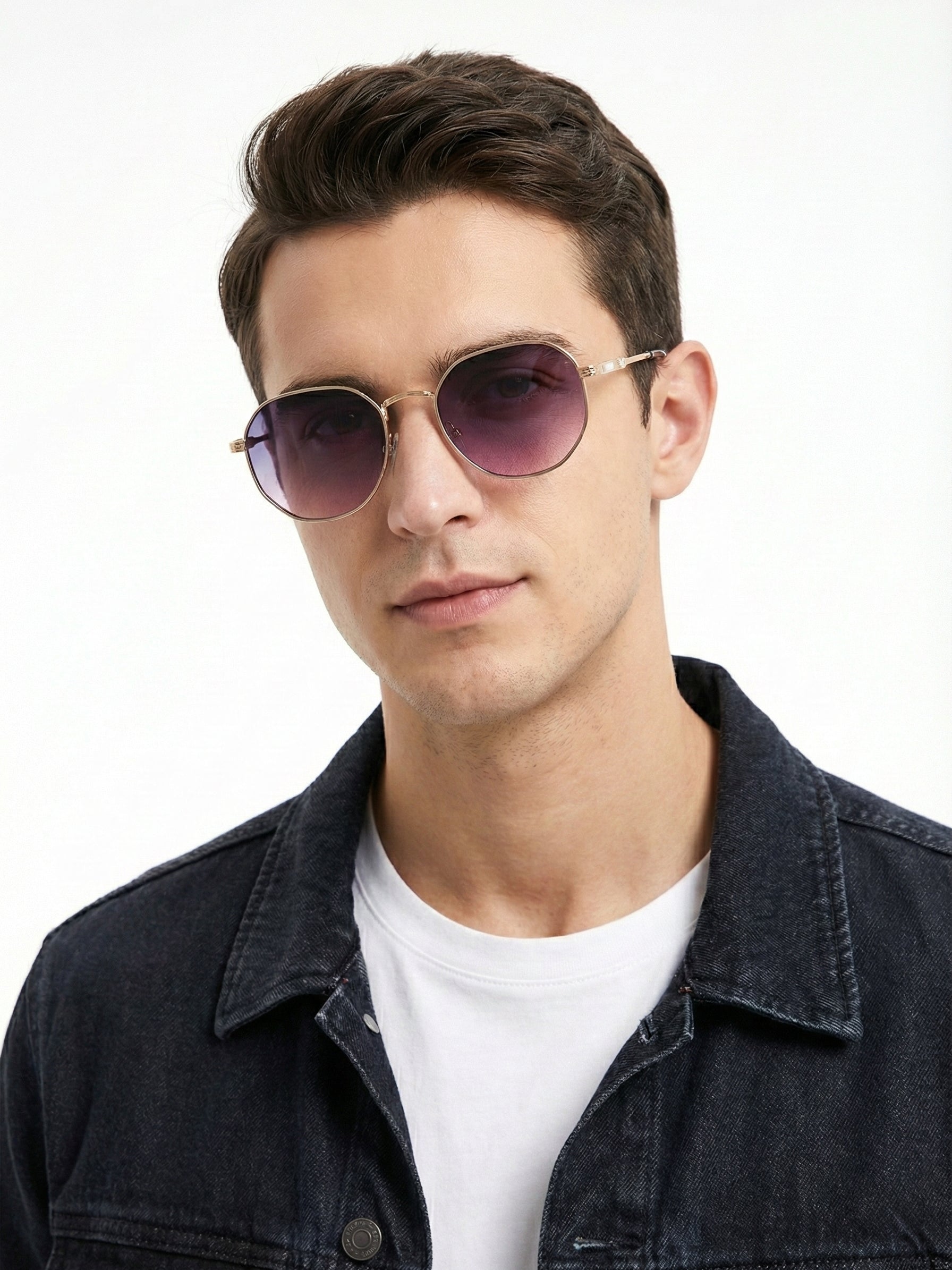 Ithon | Gradient Blue & Pink Medium Full Rim Oval Sunglasses for Men [UV-protected]