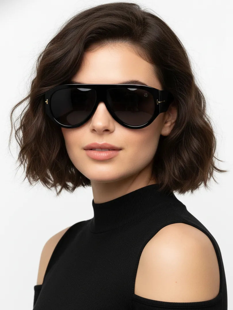 Vista | Black Medium Full Rim Aviator Sunglasses for Men & Women [UV-protected]