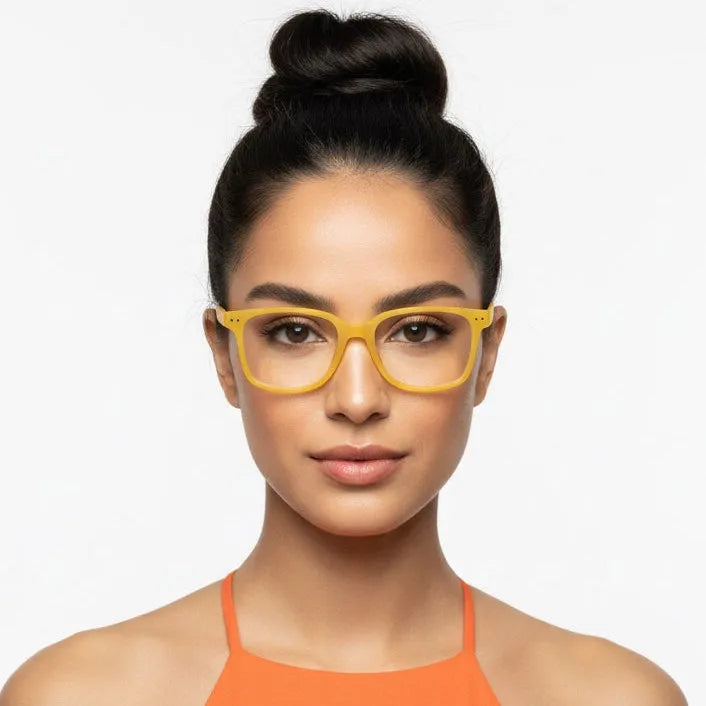 NexEye | Transparent Orange Medium Full Rim RECTANGLE Computer Glasses for Men & Women [Blue Block]