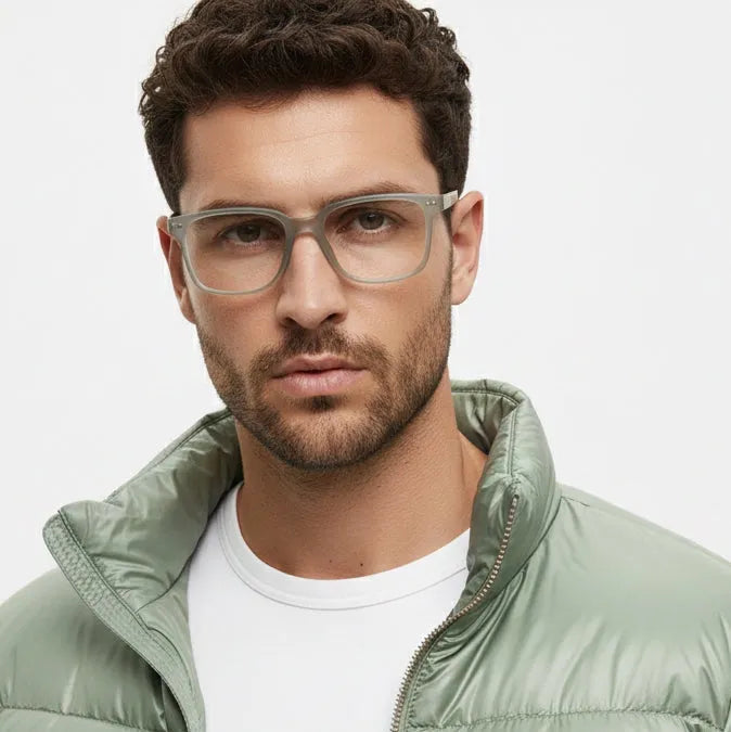 NexEye | Transparent Light Green Medium Full Rim RECTANGLE Computer Glasses for Men & Women [Blue Block]