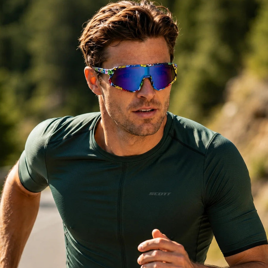 Myrion | Multi Texture Medium Full Rim Shield Sports Sunglasses for Men & Women [UV-protected]