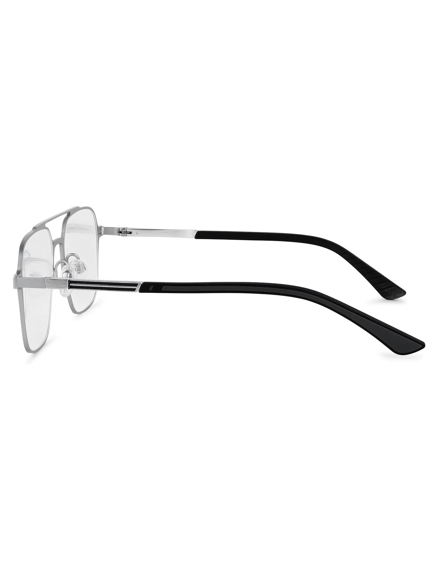 Avelora | Silver Large Full Rim Rectangle Clip-on for Men & Women [UV-protected]