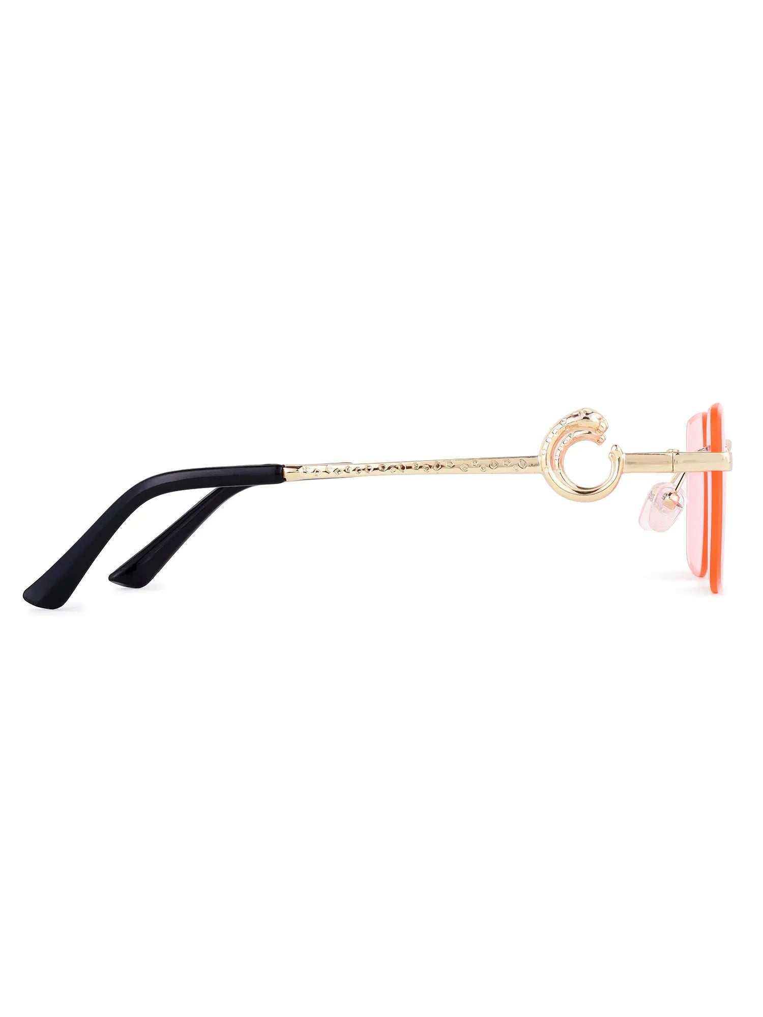 Phantoria | Pink Small Rim Less Rectangle Sunglasses for Men & Women [UV-protected]