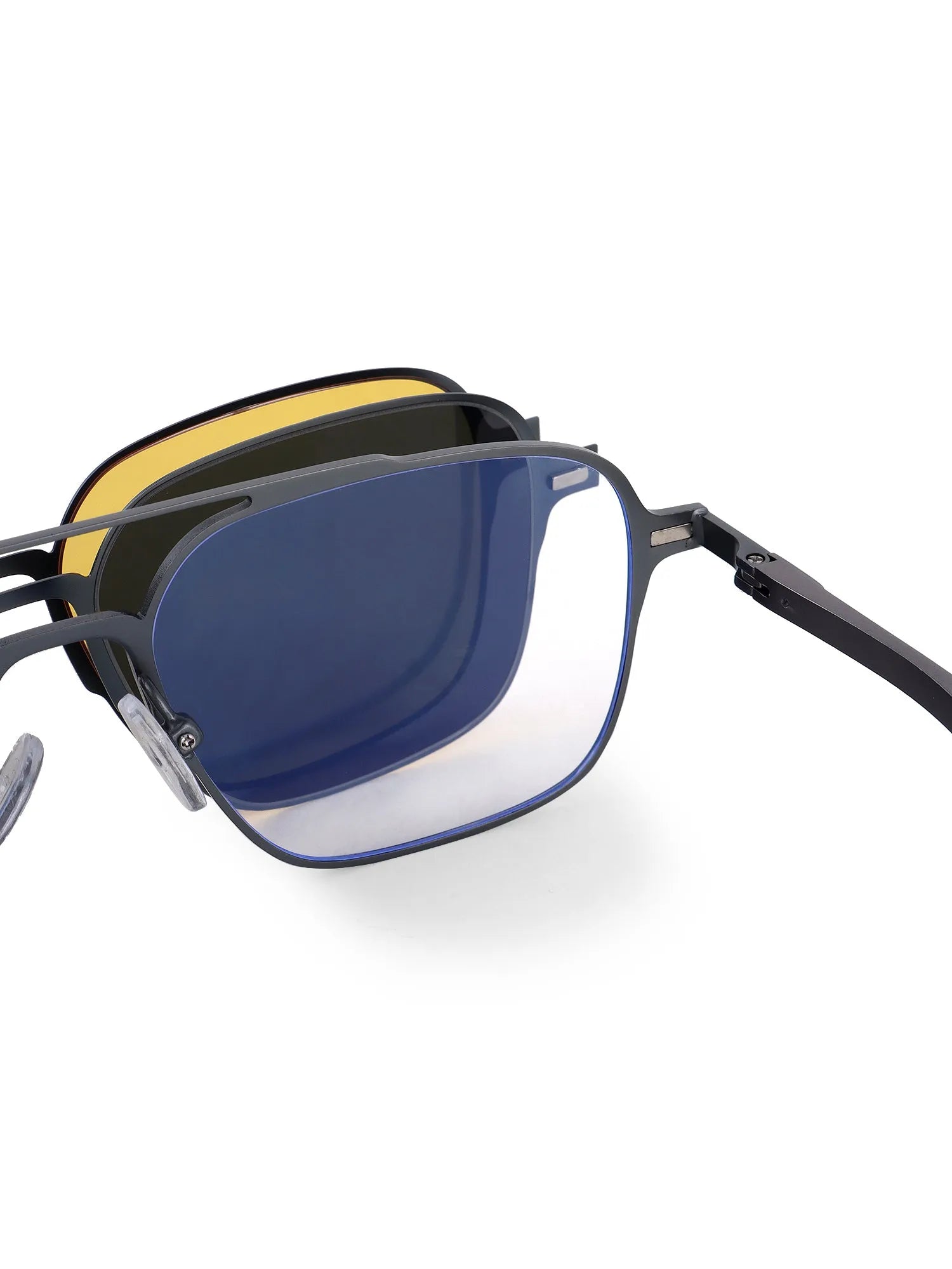 Baelora | Grey Large Full Rim Rectangle Clip-on for Men & Women [UV-protected]