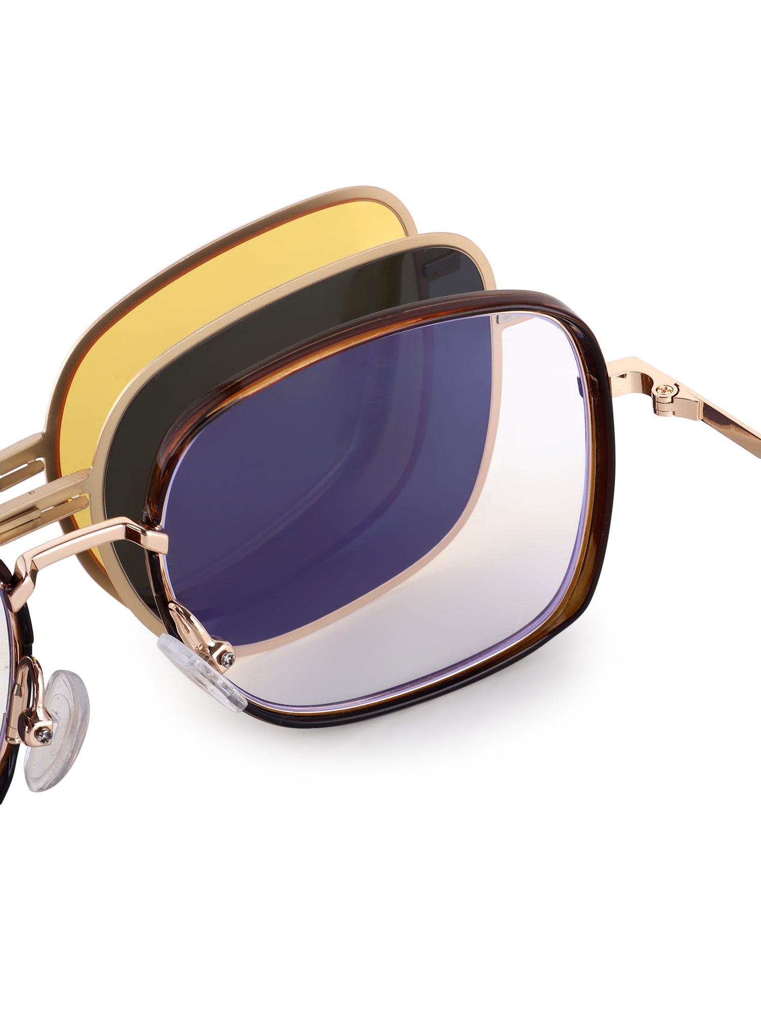 Duskra | Golden & Brown Large Full Rim Square Clip-on for Men & Women [UV-protected]