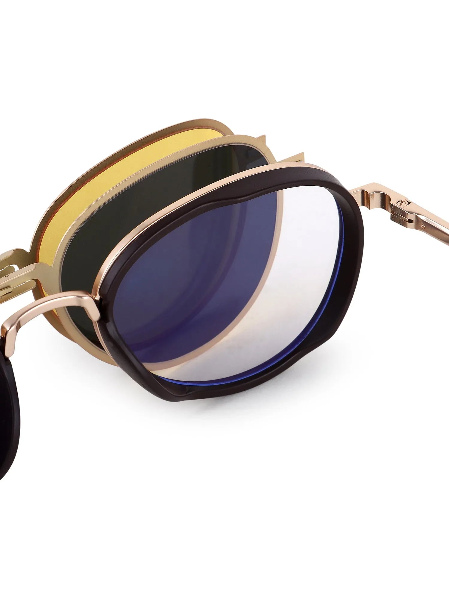Caelium | Golden & Brown Large Full Rim Aviator Clip-on for Men & Women [UV-protected]