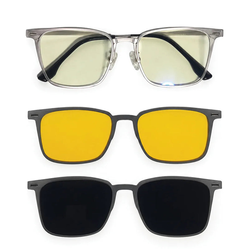 Quarion | Silver Medium Full Rim Rectangle Clip-on for Men & Women [Clip-on]