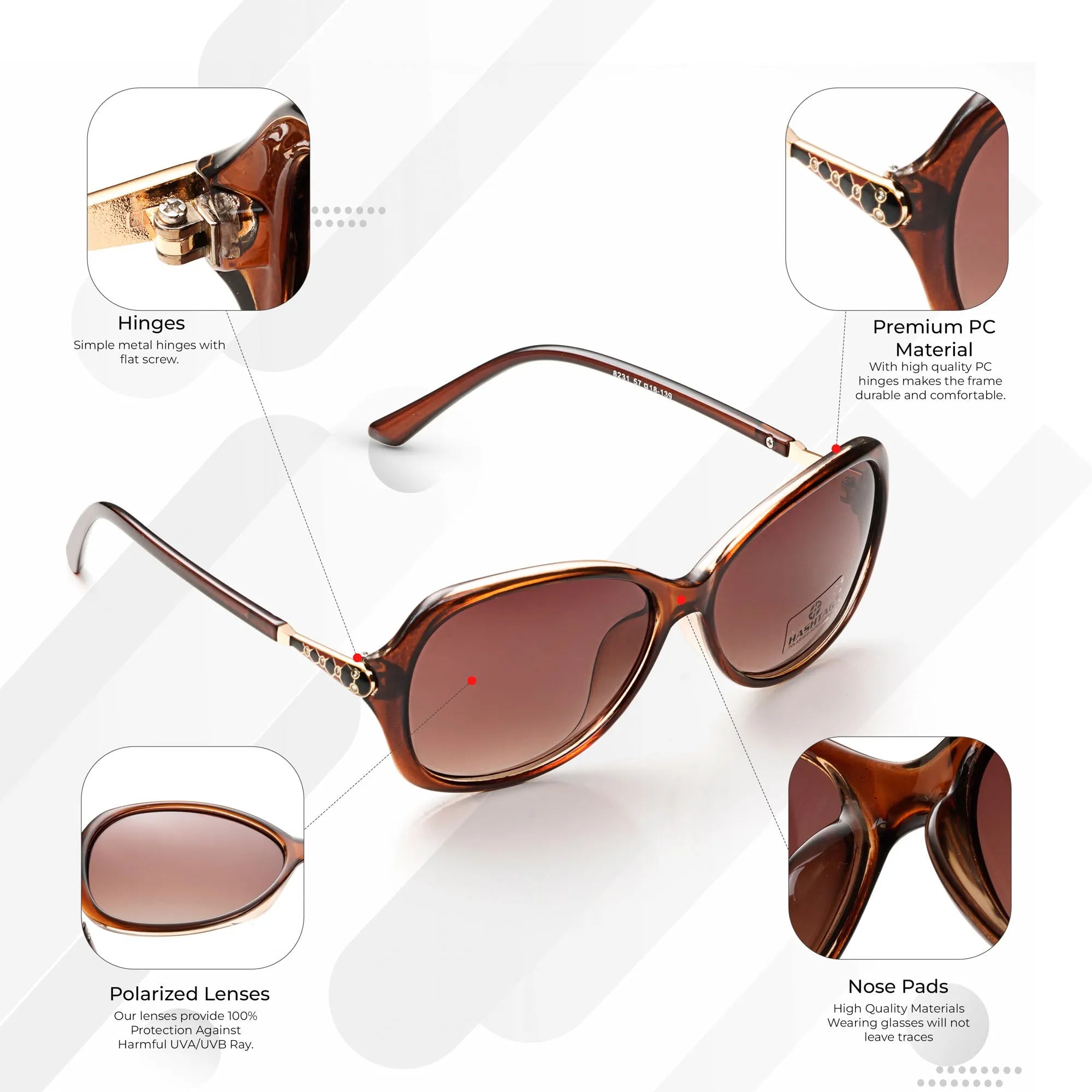 Crystara | Red Large Full Rim Butterfly Sunglasses for Women [Polarized]