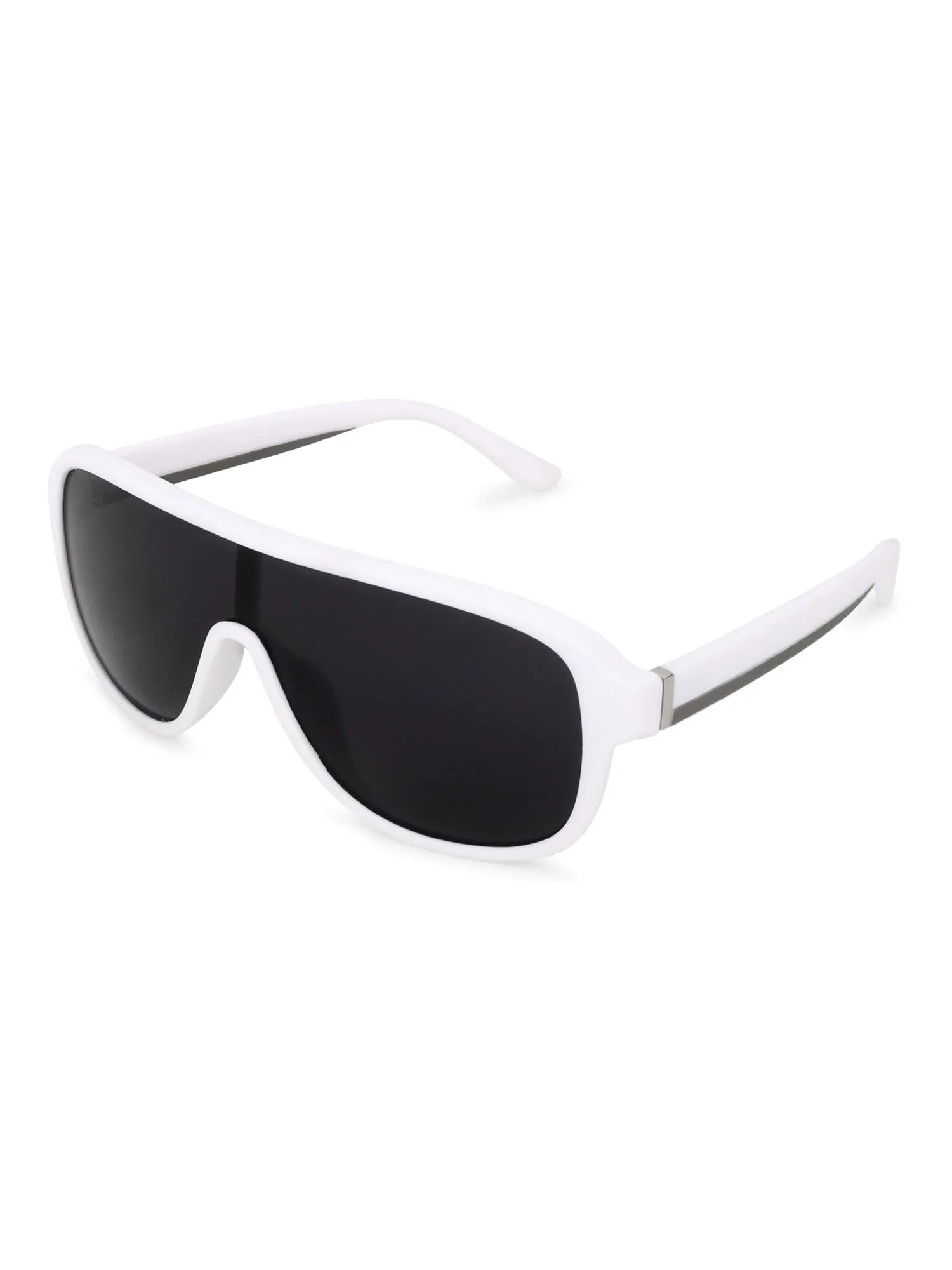Quasor | White Extra-Large Full Rim Shield Sports for Men & Women [Polarized]