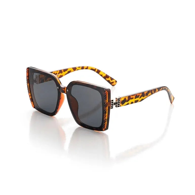 Rapture | Tiger-Black & Brown Large Full Rim Square Sunglasses for Women [UV-protected]