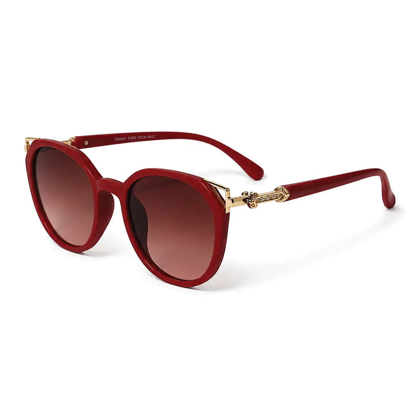 Vortex | Red Medium Full Rim Round Sunglasses for Women [UV-protected]