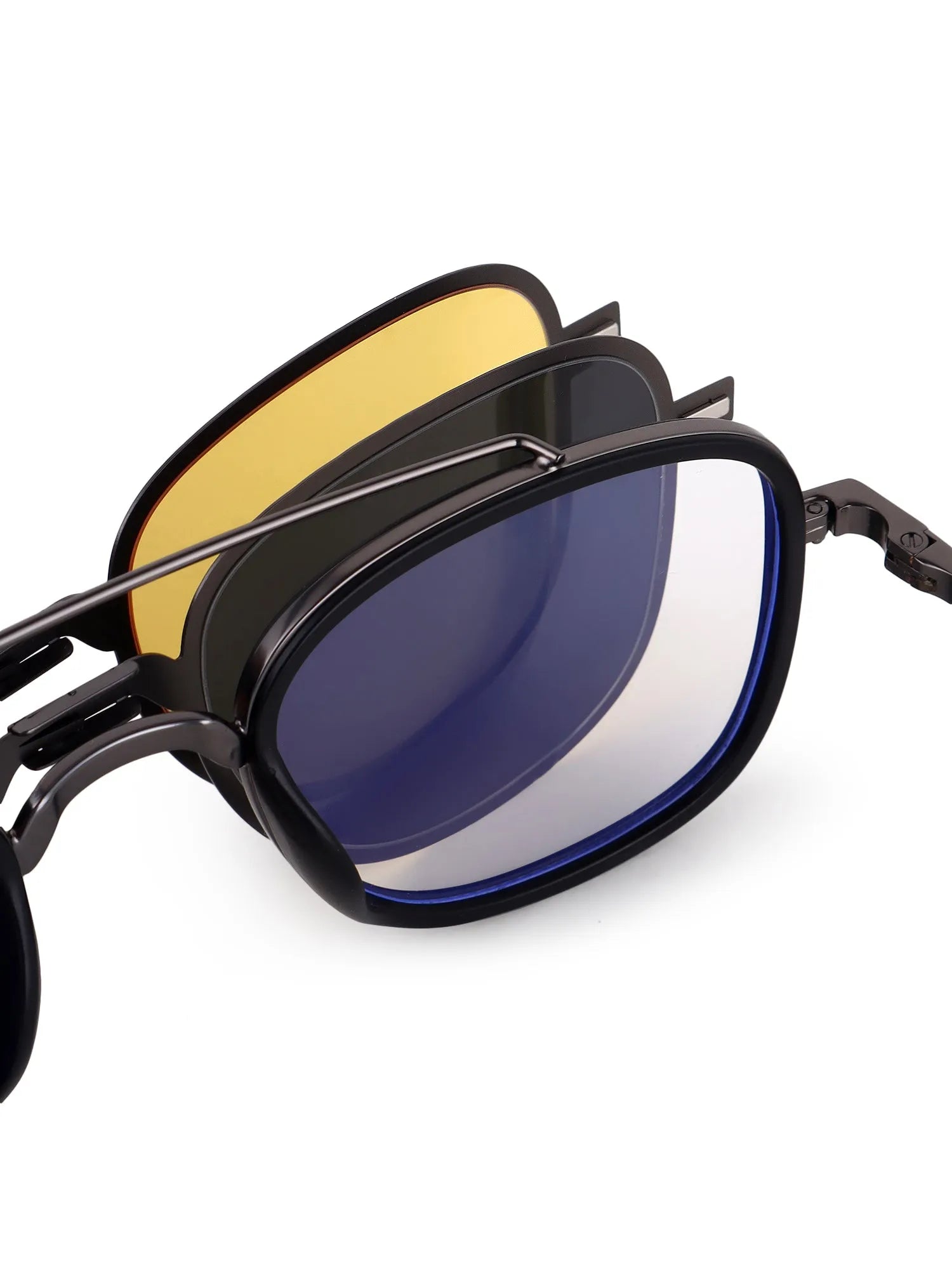 Grexar | Grey & Black Medium Full Rim Square Clip-on for Men & Women [UV-protected]