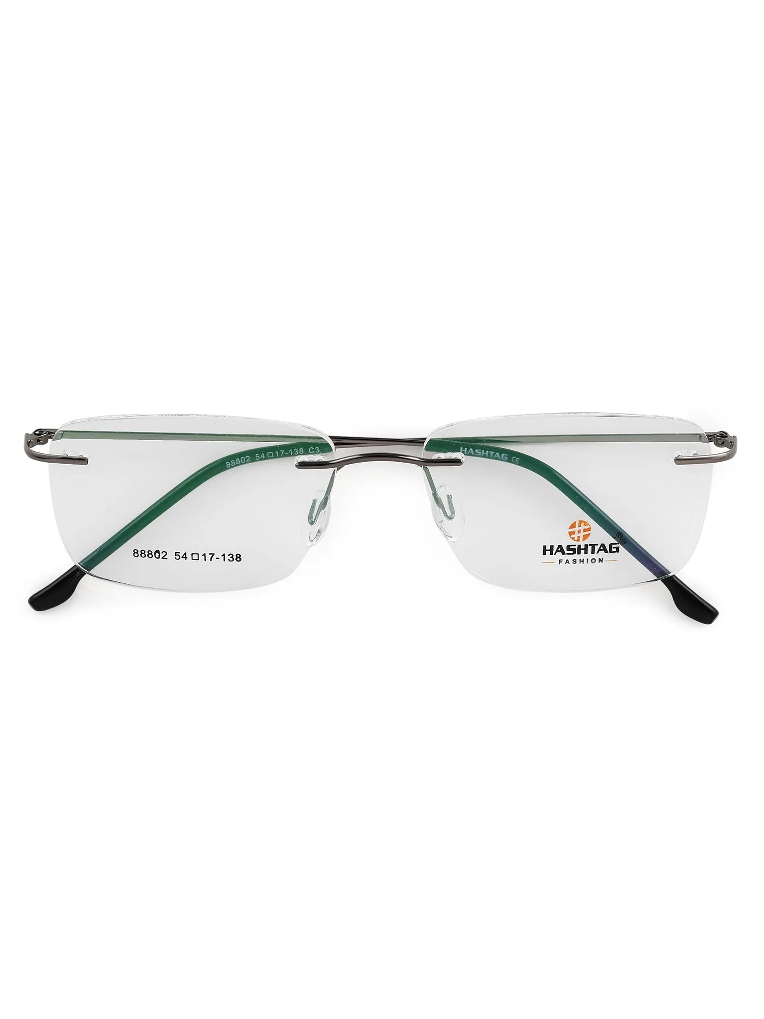 Thin Line | Gun Medium Rim Less Rectangle Eyeglasses for Unisex [Demo Lens]