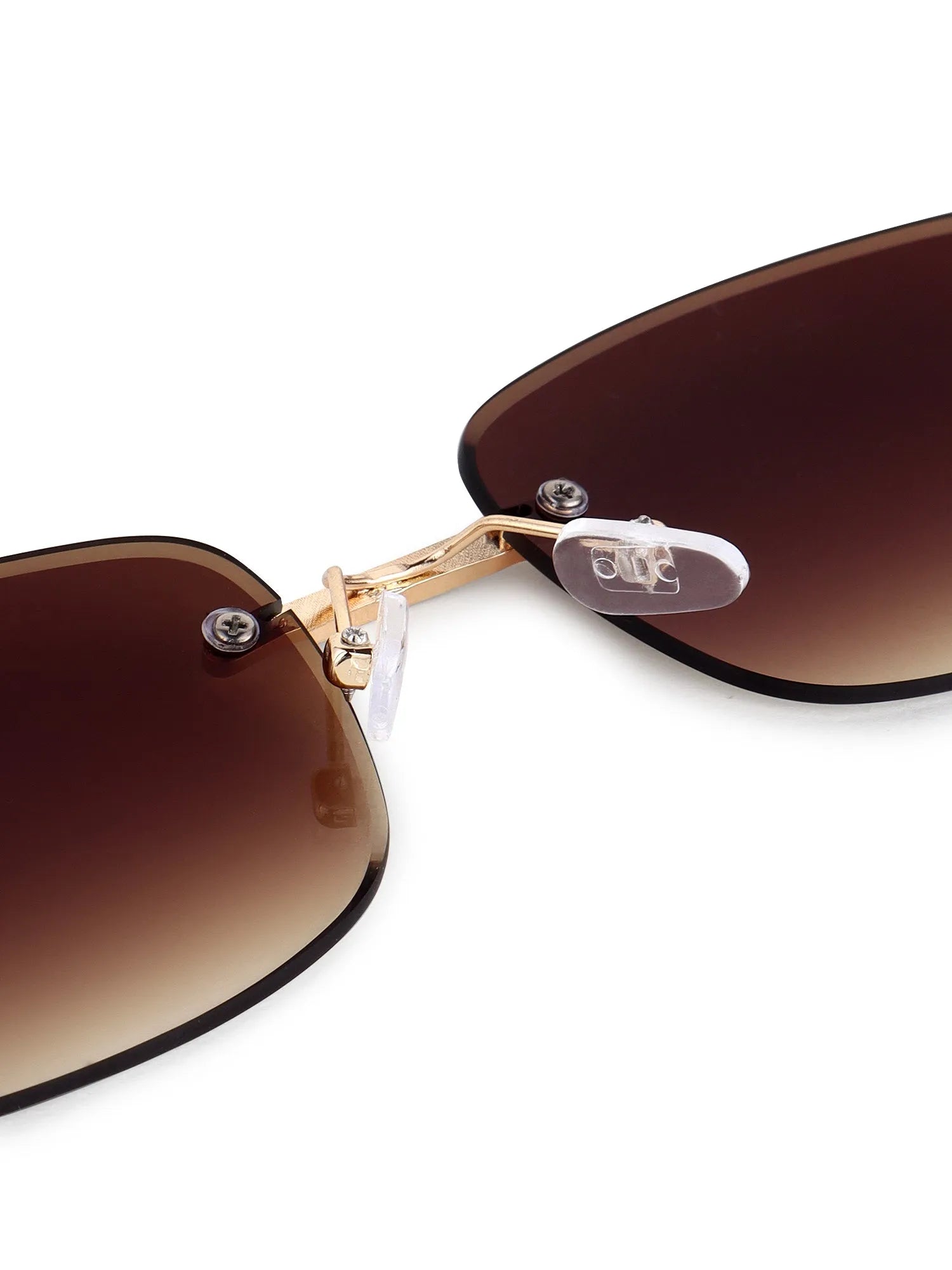 Stralor | Gradient Brown Medium Rim Less Rectangle Sunglasses for Men & Women [UV-protected]