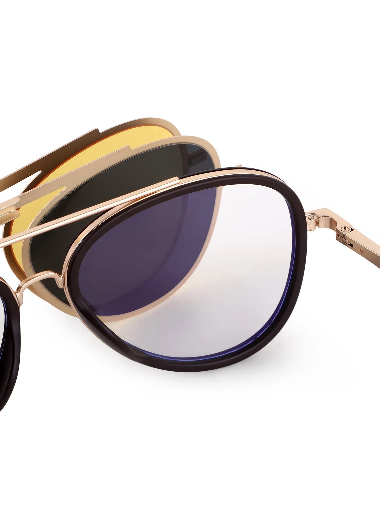 Eclipser | Golden & Brown Medium Full Rim Aviator Clip-on for Men & Women [UV-protected]