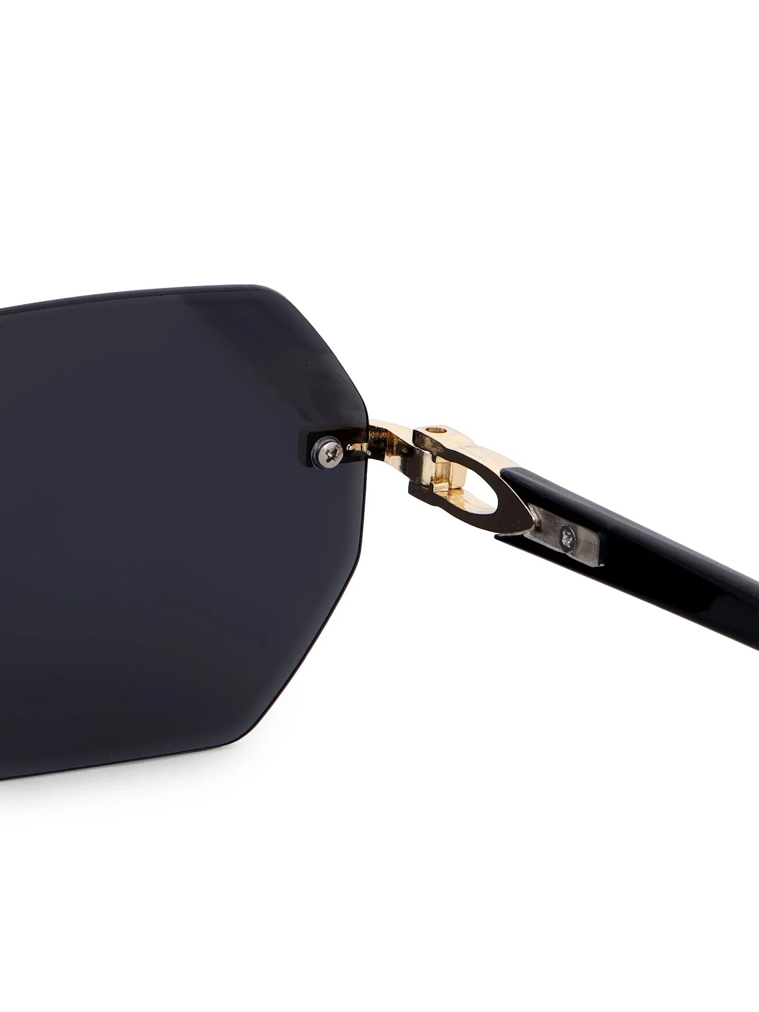 VisionVogue | Black Medium Rim Less Hexagonal Sunglasses for Men & Women [UV-protected]