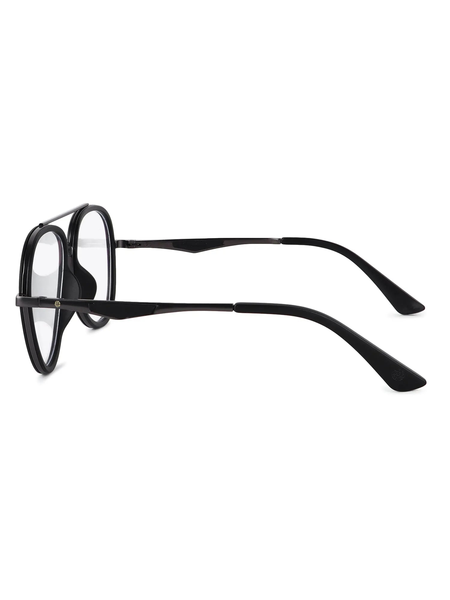 Eclipser | Grey & Black Medium Full Rim Aviator Clip-on for Men & Women [UV-protected]