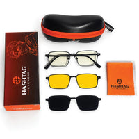 Crystar | Black Medium Full Rim Rectangle Clip-on for Men & Women [Clip-on]