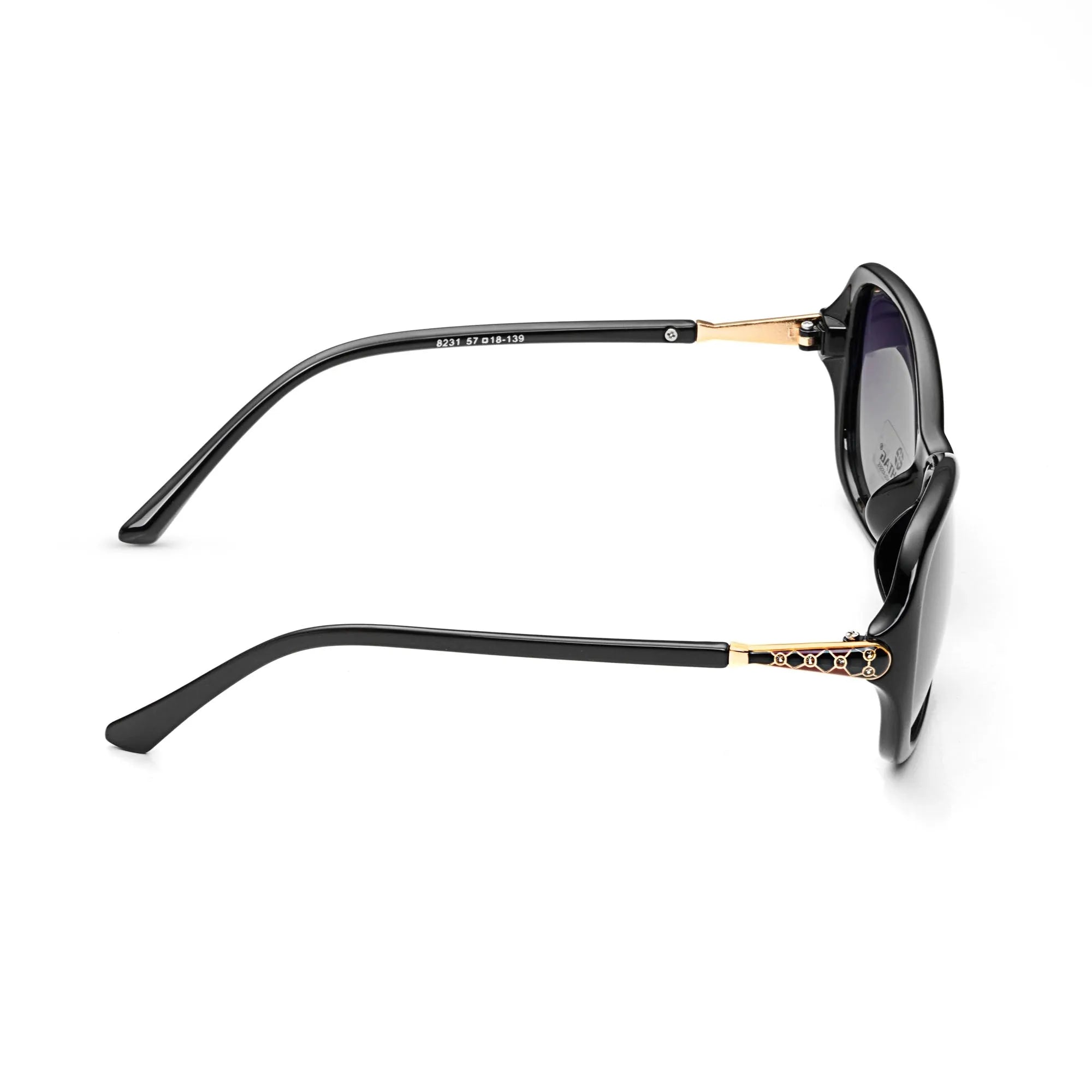 Crystara | Black Large Full Rim Butterfly Sunglasses for Women [Polarized]