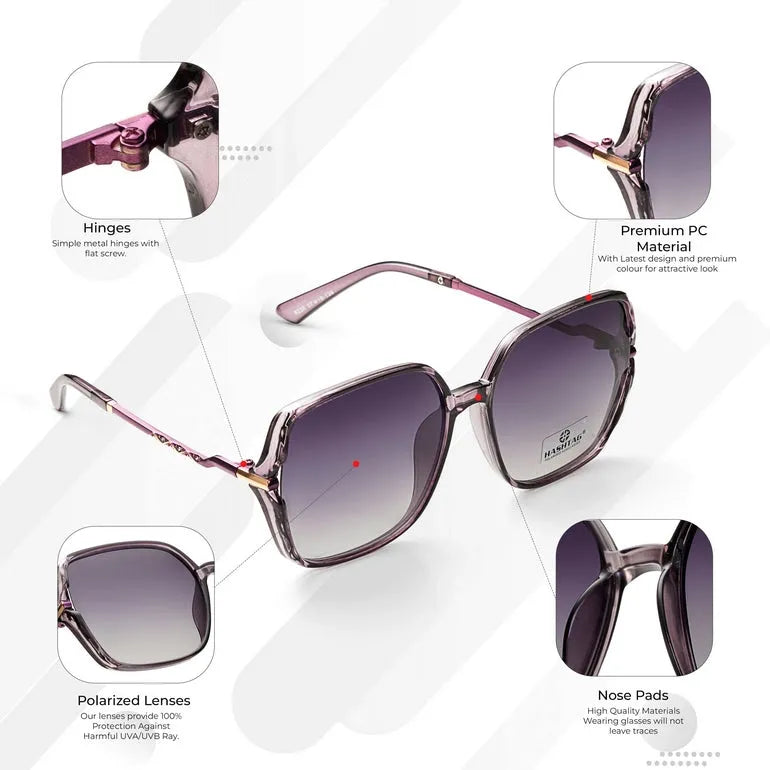 Driftis | Dark Purple Large Full Rim Heptagonal Sunglasses for Women [Polarized]