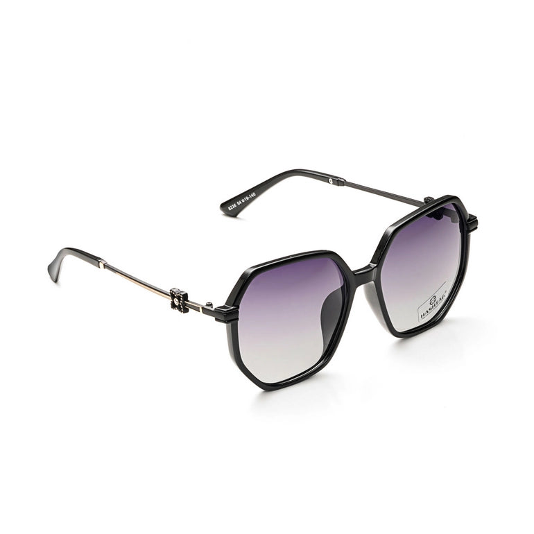 Hashtag Exclusive Hexagonal Sunglasses for Women - 8236-Black