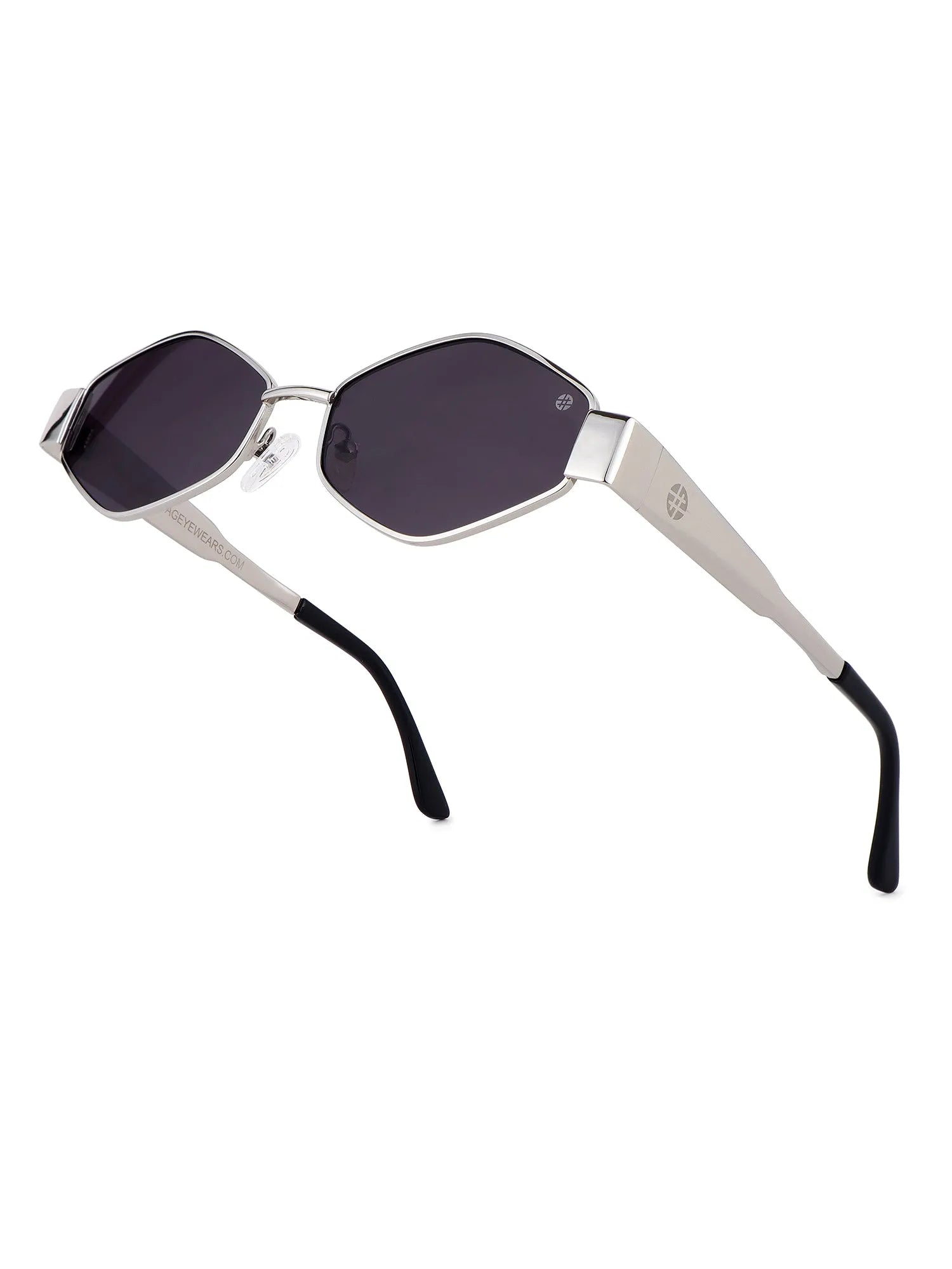 Ecliptor | Silver Medium Full Rim Diamond Sunglasses for Women [UV-protected]