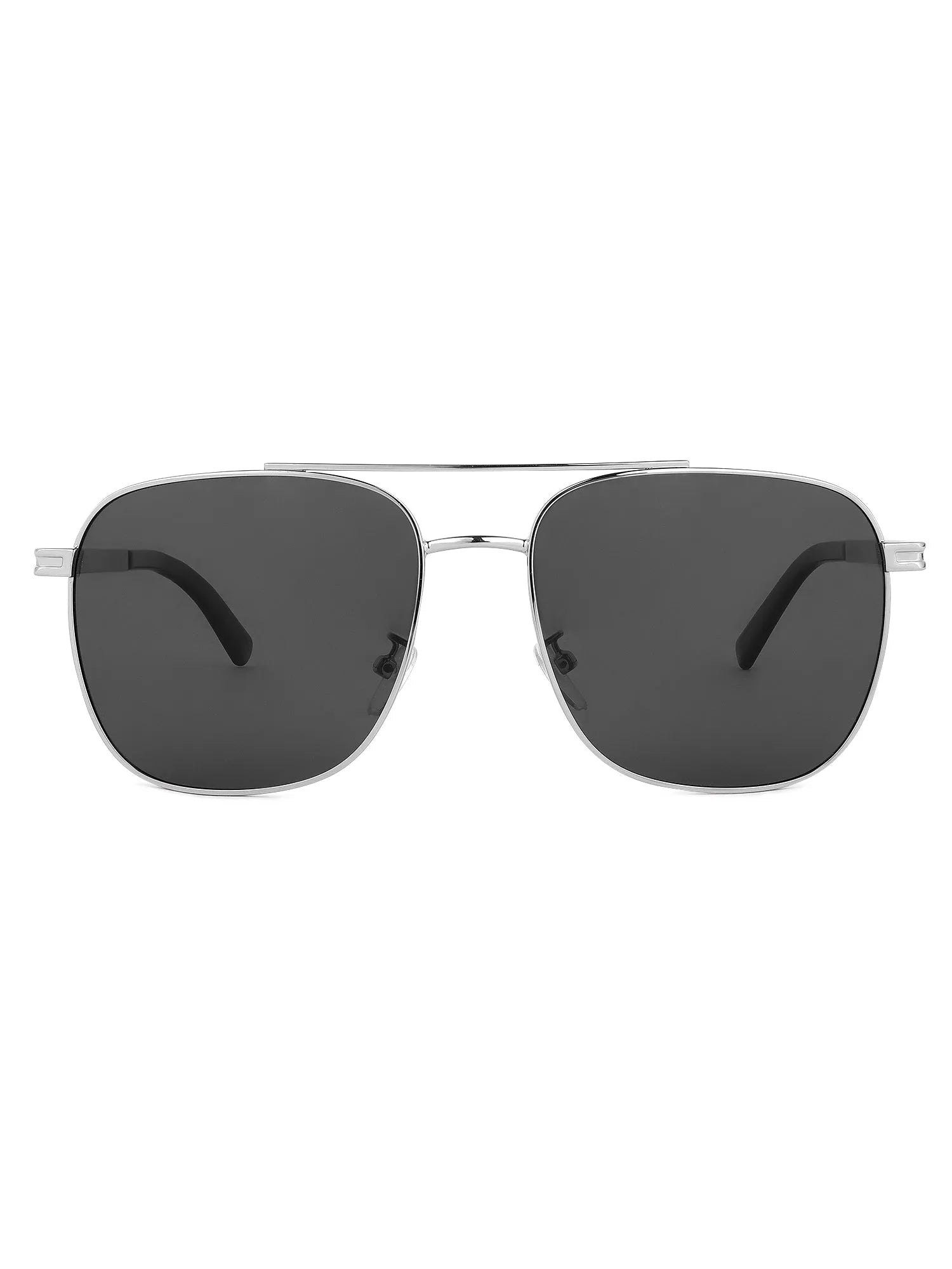Quivion | Silver Large Full Rim Square Sunglasses for Men [Polarized]