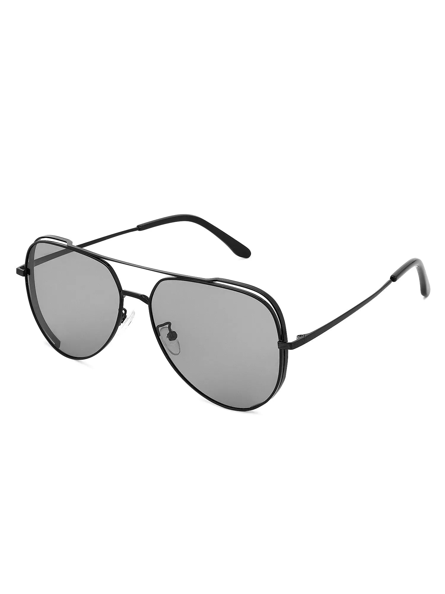 Crythra | Black Large Full Rim Aviator Sunglasses for Men [Polarized]