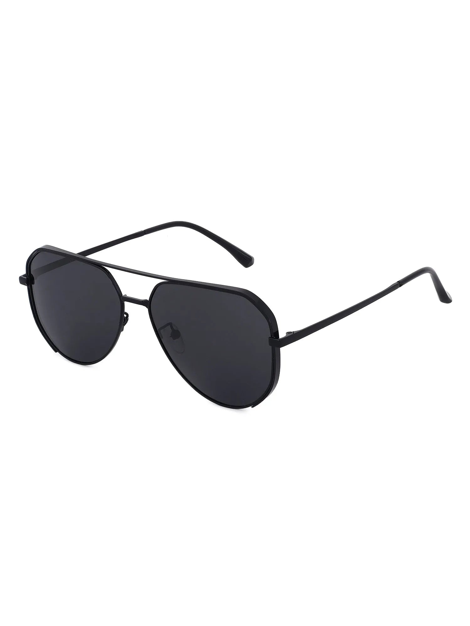 Tesseract | Black Large Full Rim Aviator Sunglasses for Men [Polarized]