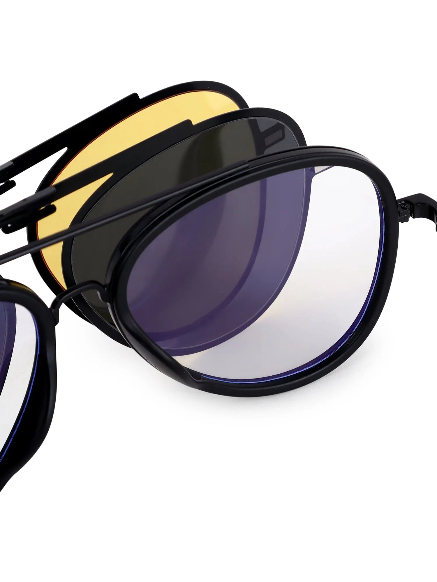 Eclipser | Black Medium Full Rim Aviator Clip-on for Men & Women [UV-protected]