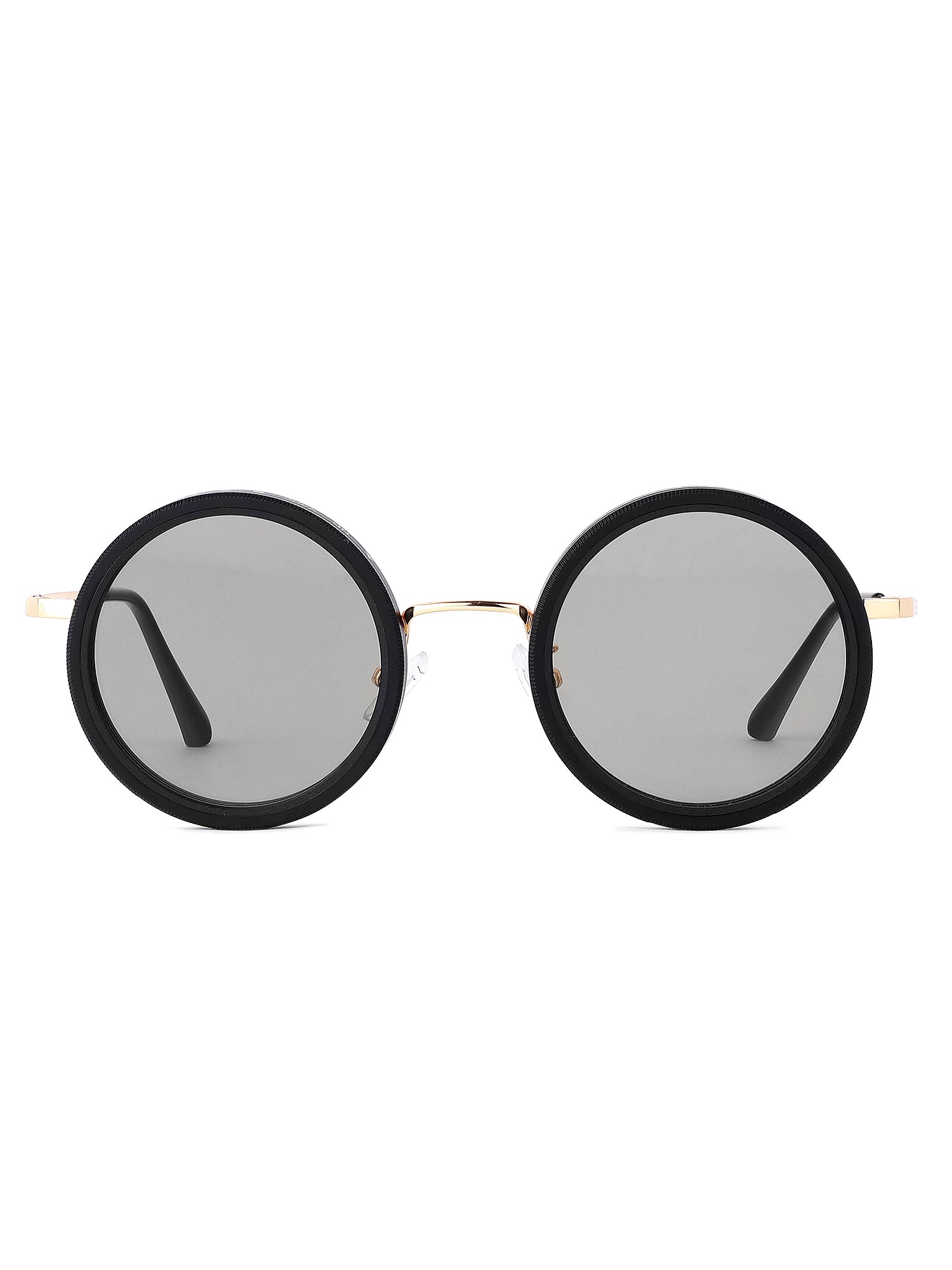 APERTURE SB | Golden & Black Large Full Rim Round Sunglasses for Men & Women [Tint Adjustable]