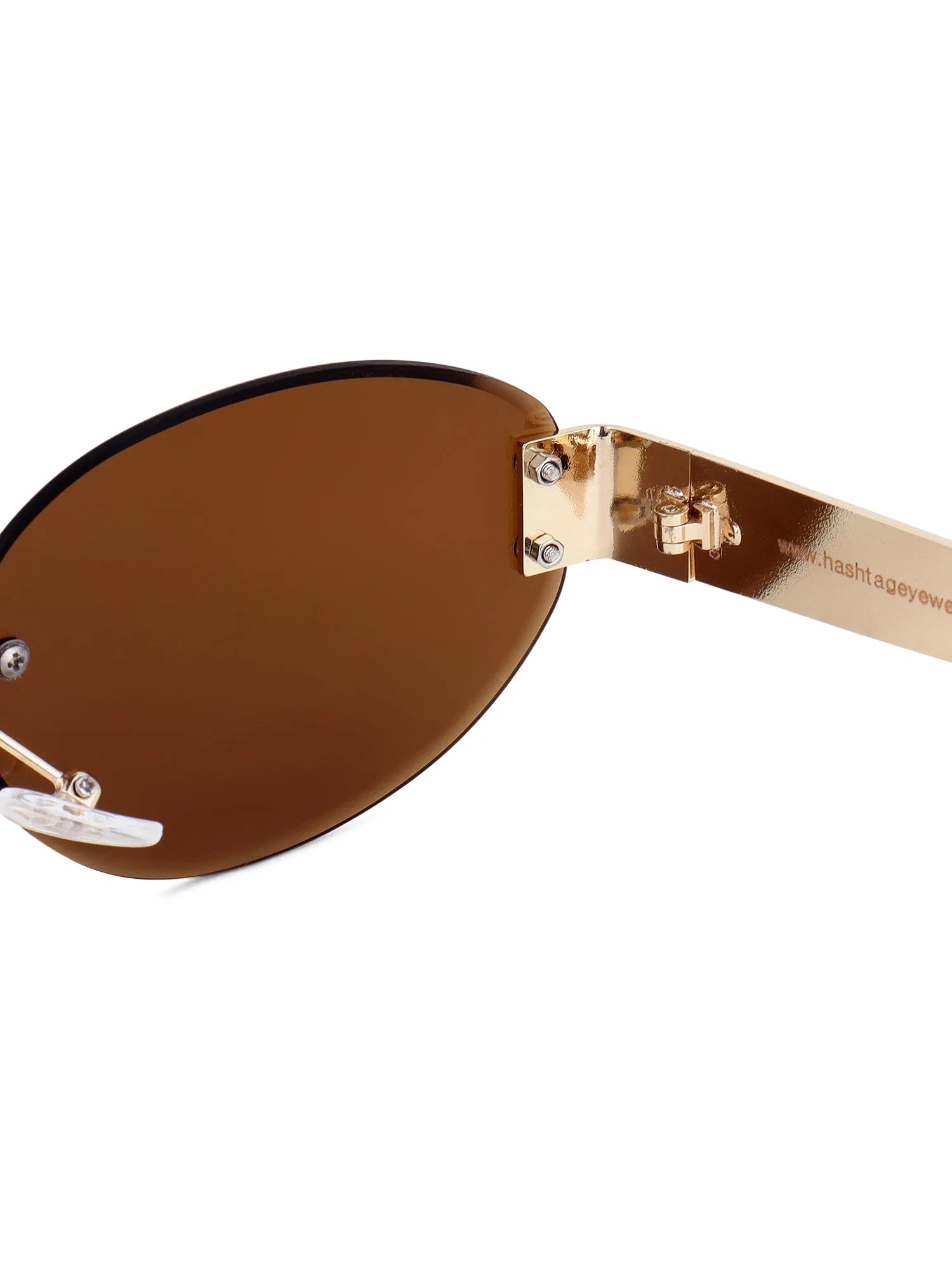 Kitto | Golden Medium Rim Less Oval Sunglasses for Men & Women [UV-protected]