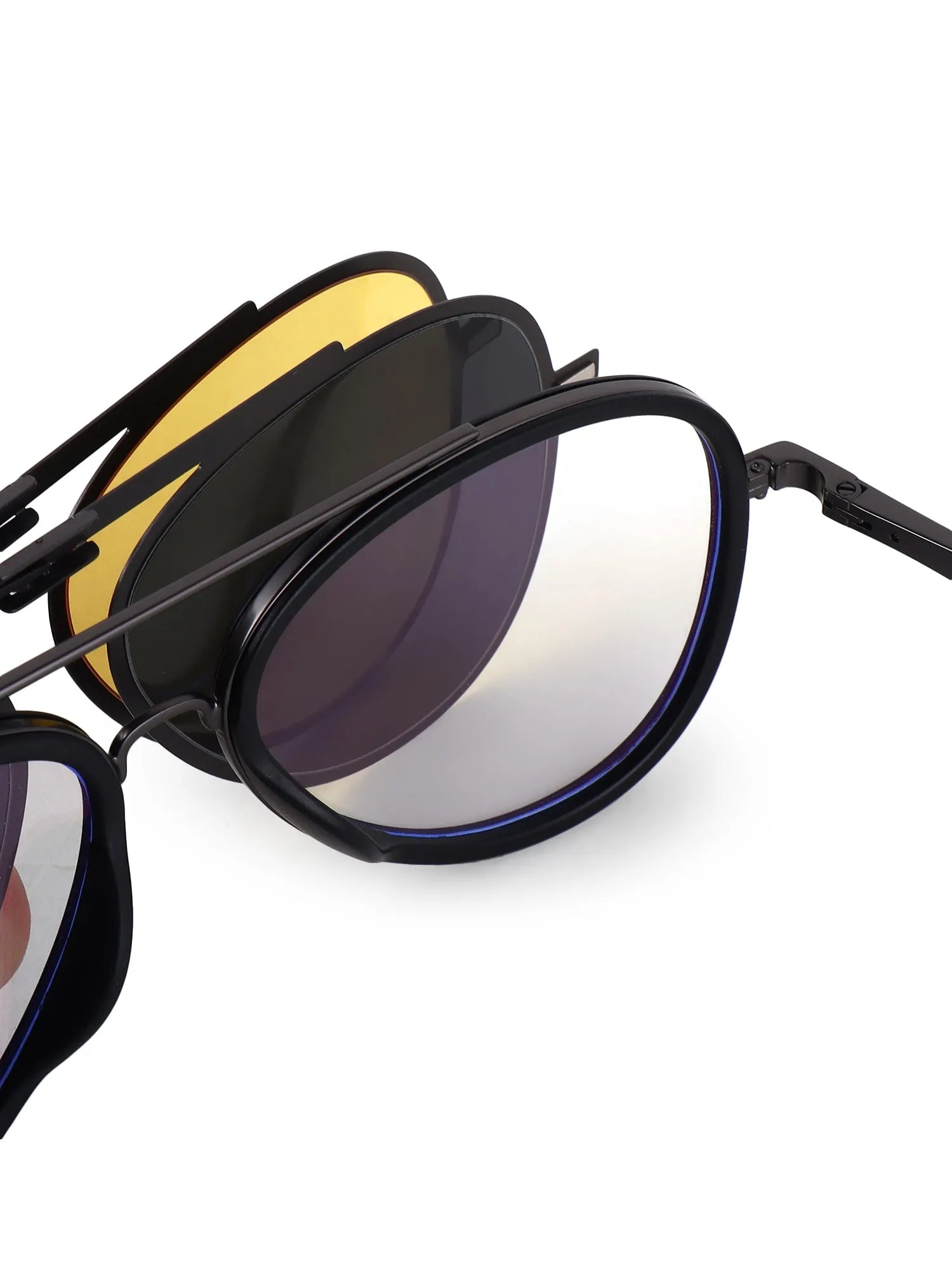 Eclipser | Grey & Black Medium Full Rim Aviator Clip-on for Men & Women [UV-protected]