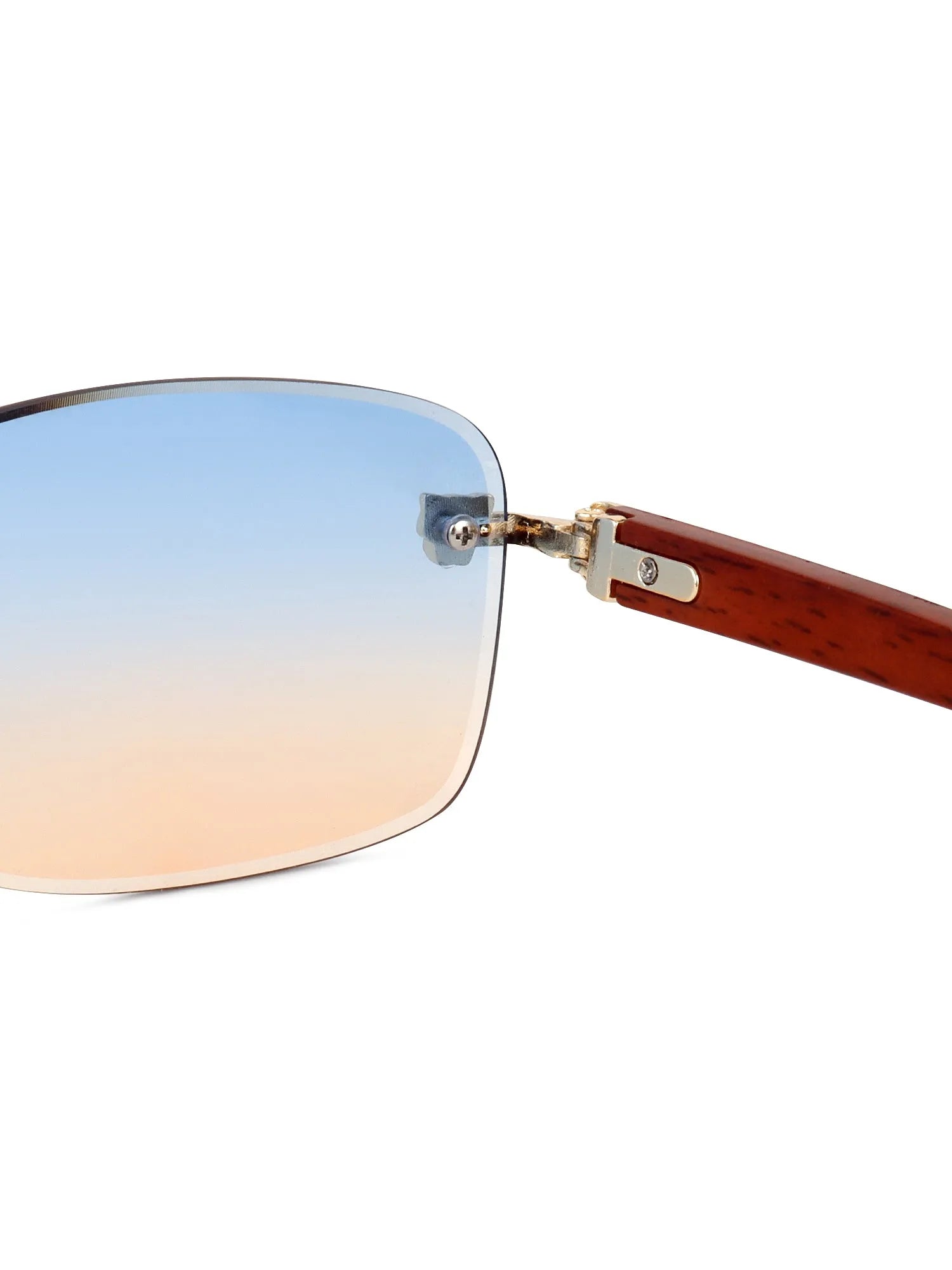 Stralor | Gradient Blue & Brown Medium Rim Less Rectangle Sunglasses for Men & Women [UV-protected]