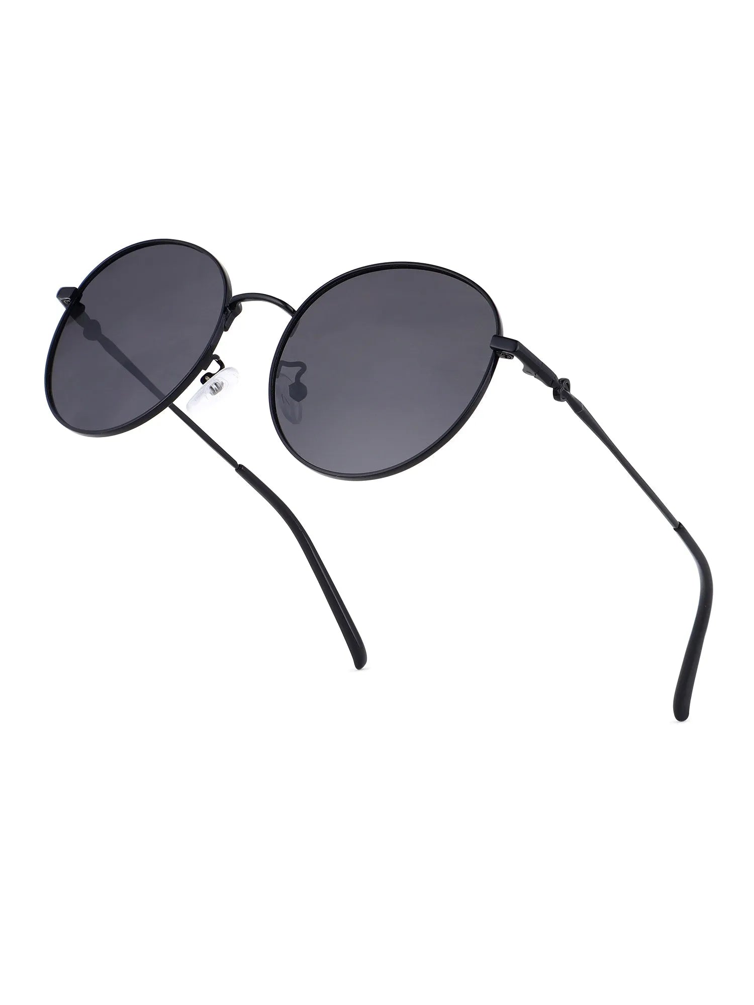 Dravyn | Black Medium Full Rim Round Sunglasses for Men & Women [Polarized]