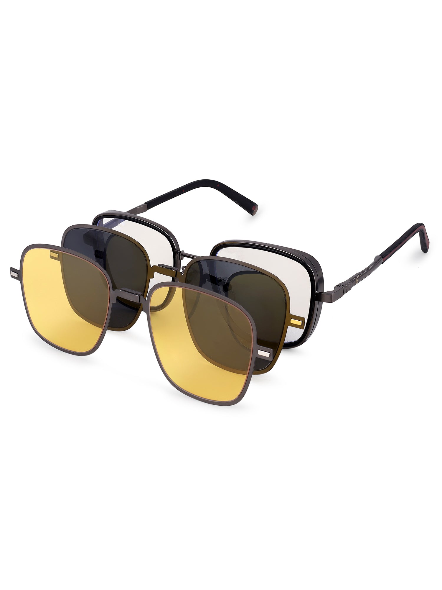 Cyronis | Grey & Black Large Full Rim Square Clip-on for Men & Women [UV-protected]