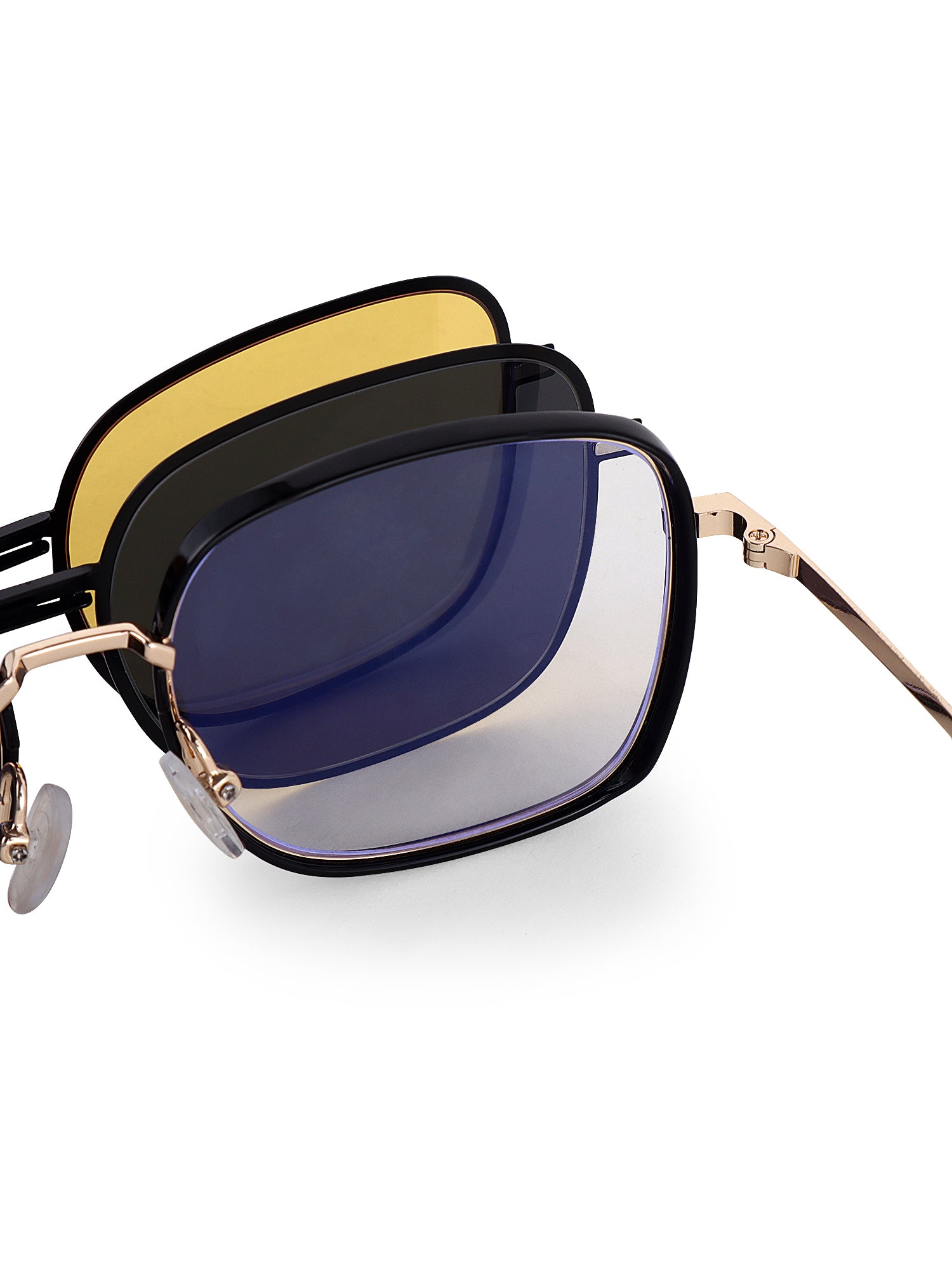 Duskra | Golden & Black Large Full Rim Square Clip-on for Men & Women [UV-protected]