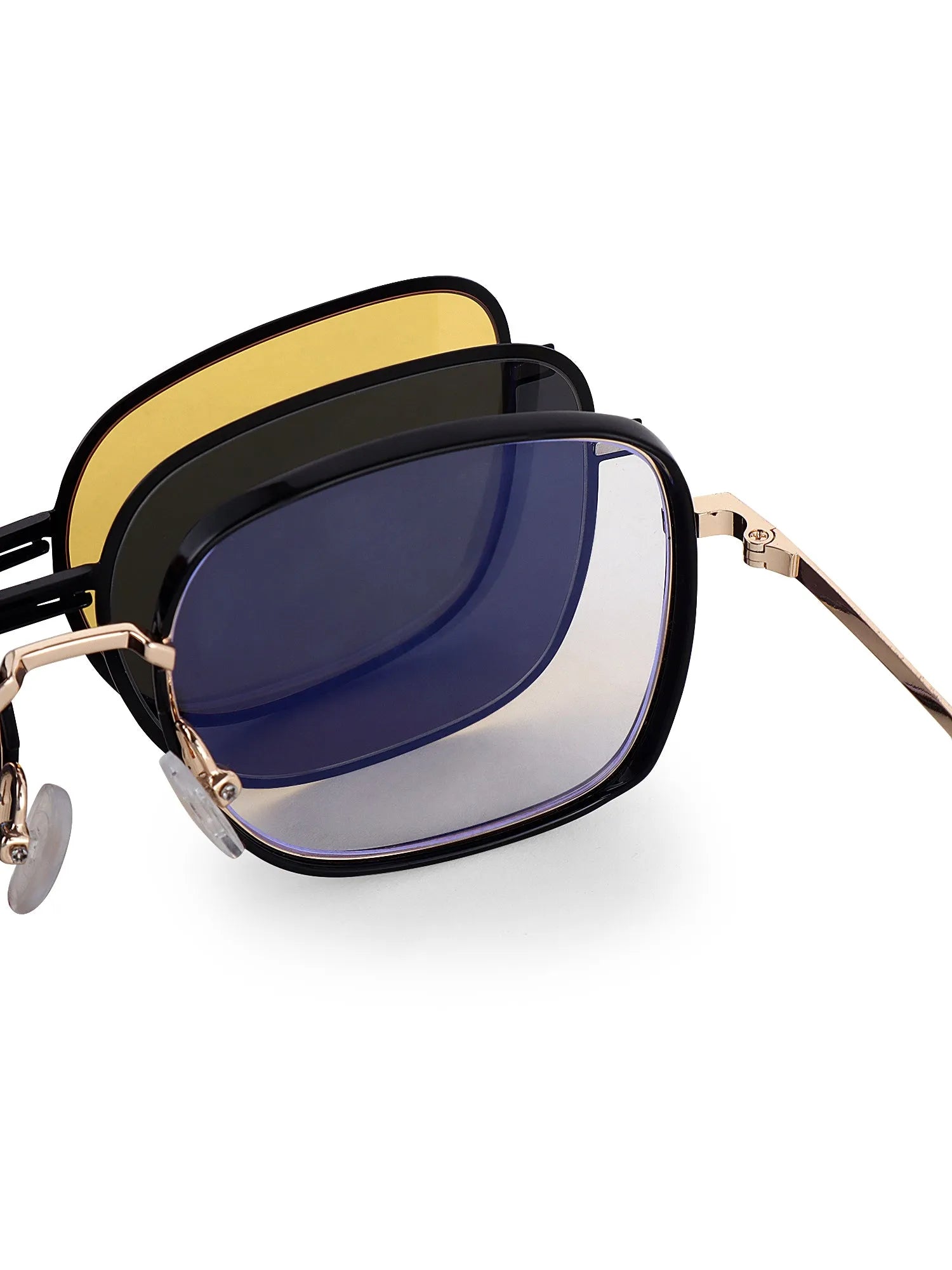 Duskra | Golden & Black Large Full Rim Square Clip-on for Men & Women [UV-protected]
