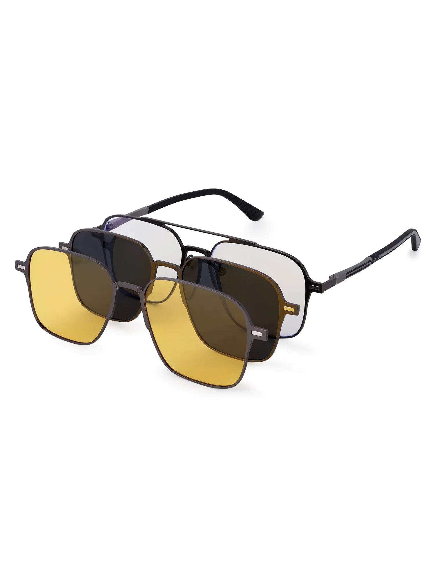 Avelora | Grey Large Full Rim Rectangle Clip-on for Men & Women [UV-protected]