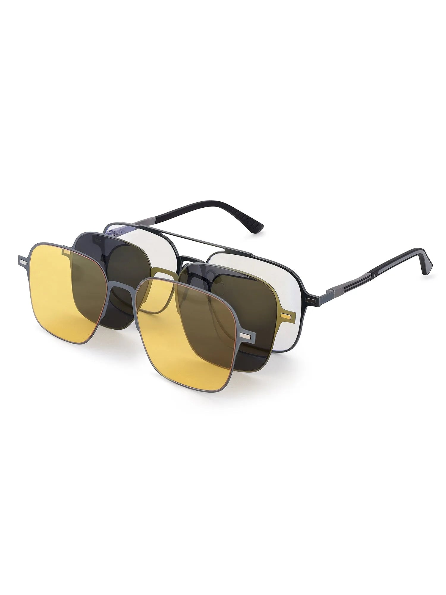 Baelora | Grey Large Full Rim Rectangle Clip-on for Men & Women [UV-protected]