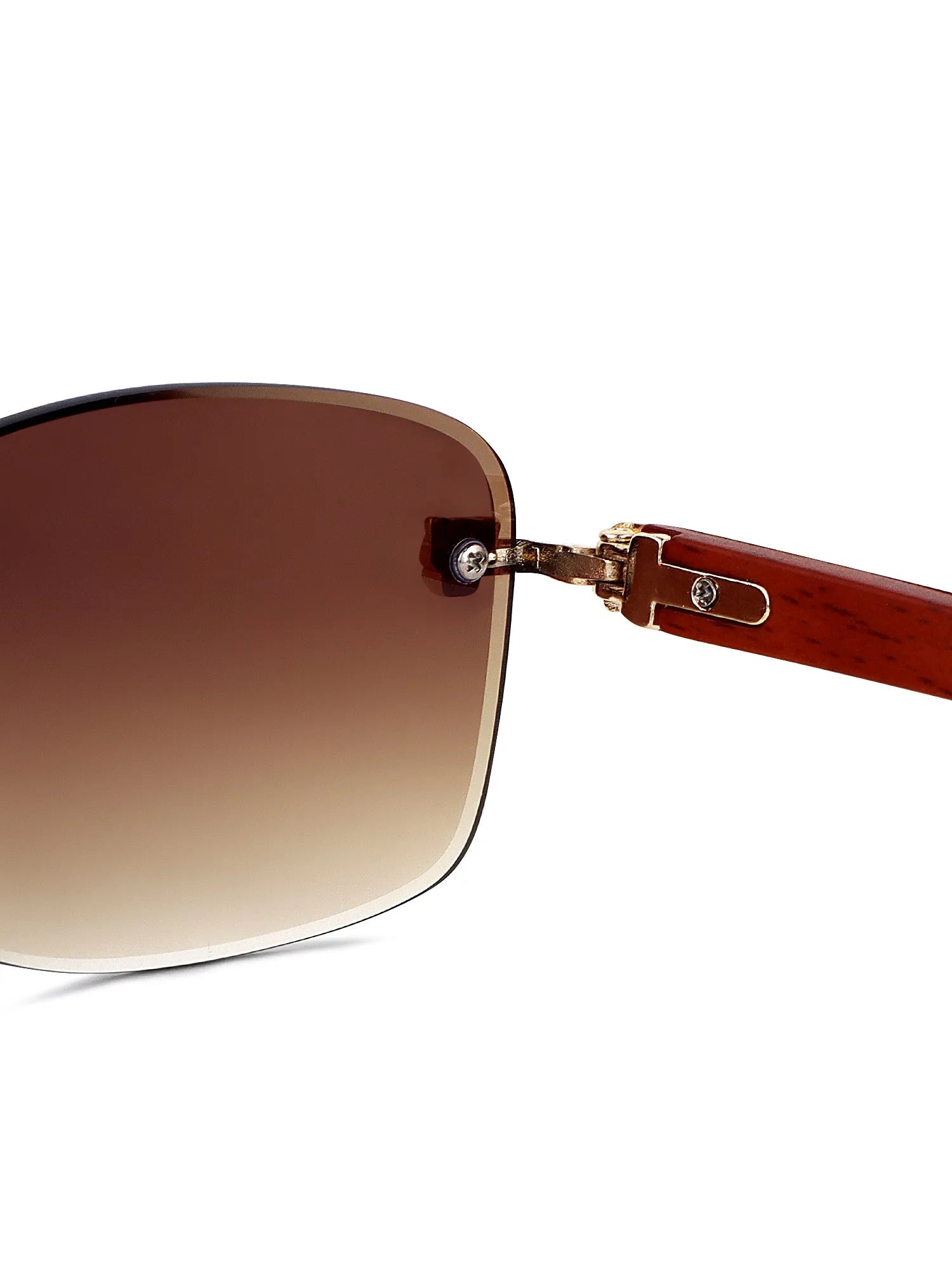 Stralor | Gradient Brown Medium Rim Less Rectangle Sunglasses for Men & Women [UV-protected]