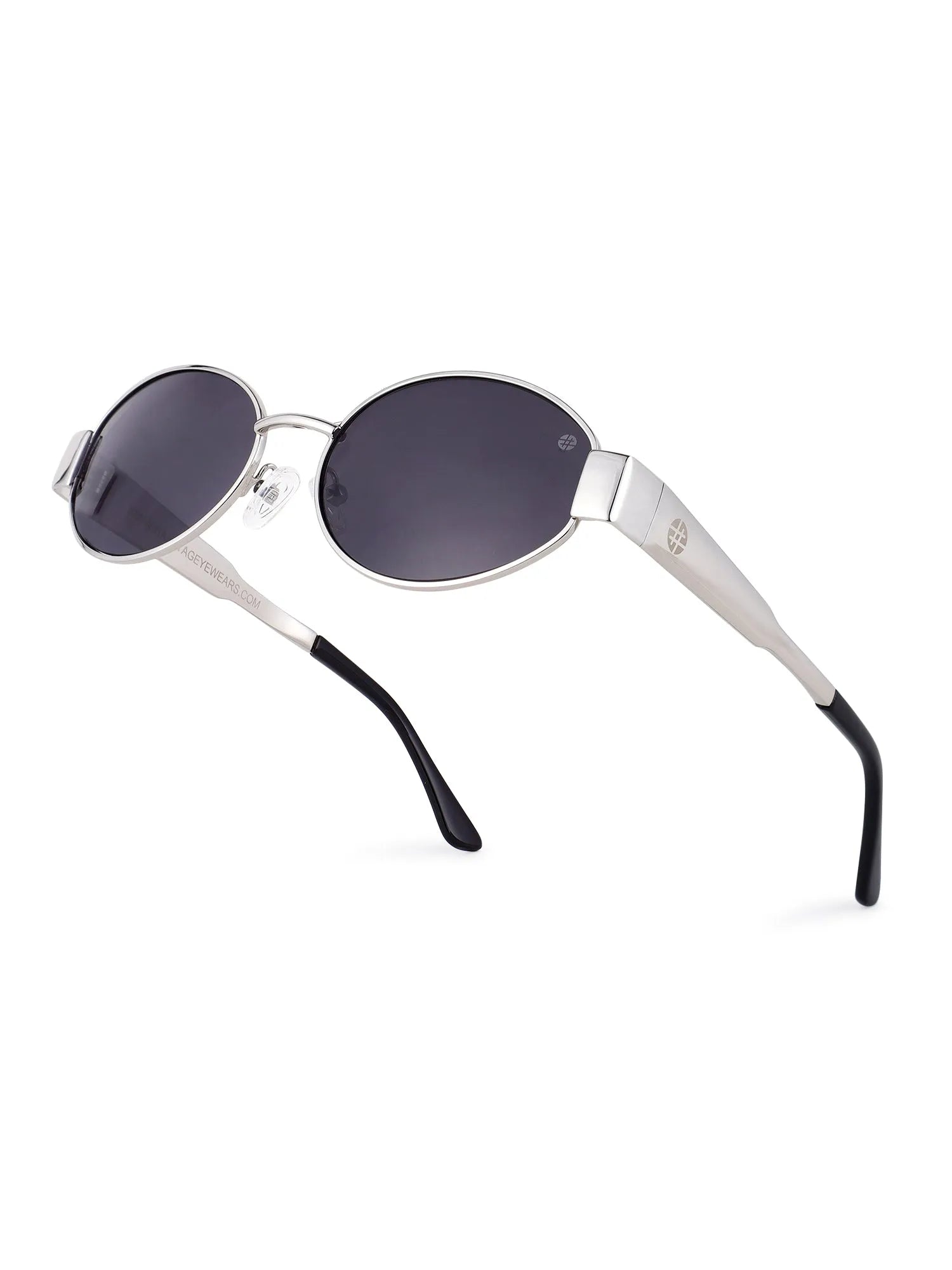 Fynora | Silver Medium Full Rim Oval Sunglasses for Women [UV-protected]