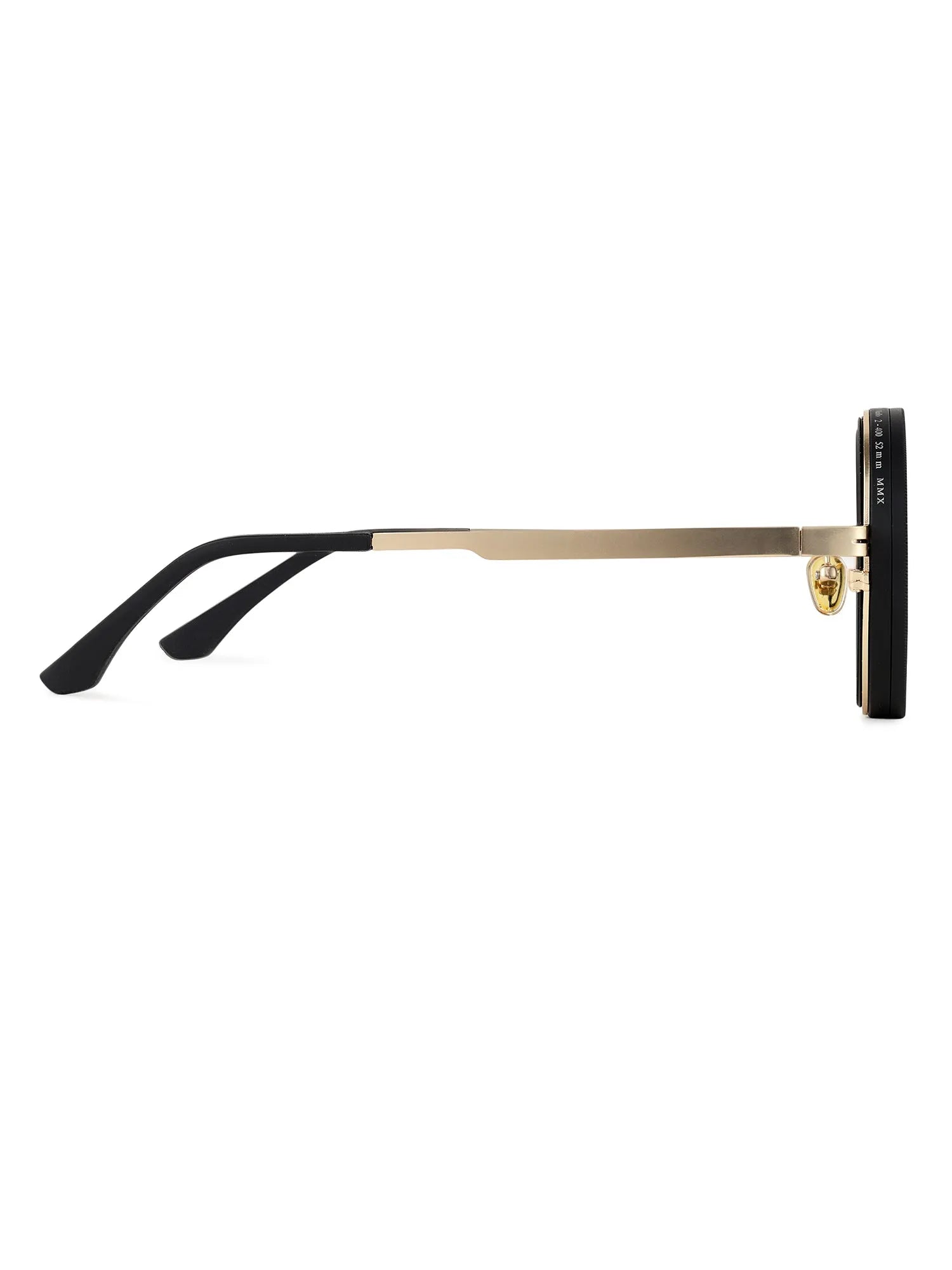 APERTURE | Golden & Black Large Full Rim Round Sunglasses for Men & Women [Tint Adjustable]