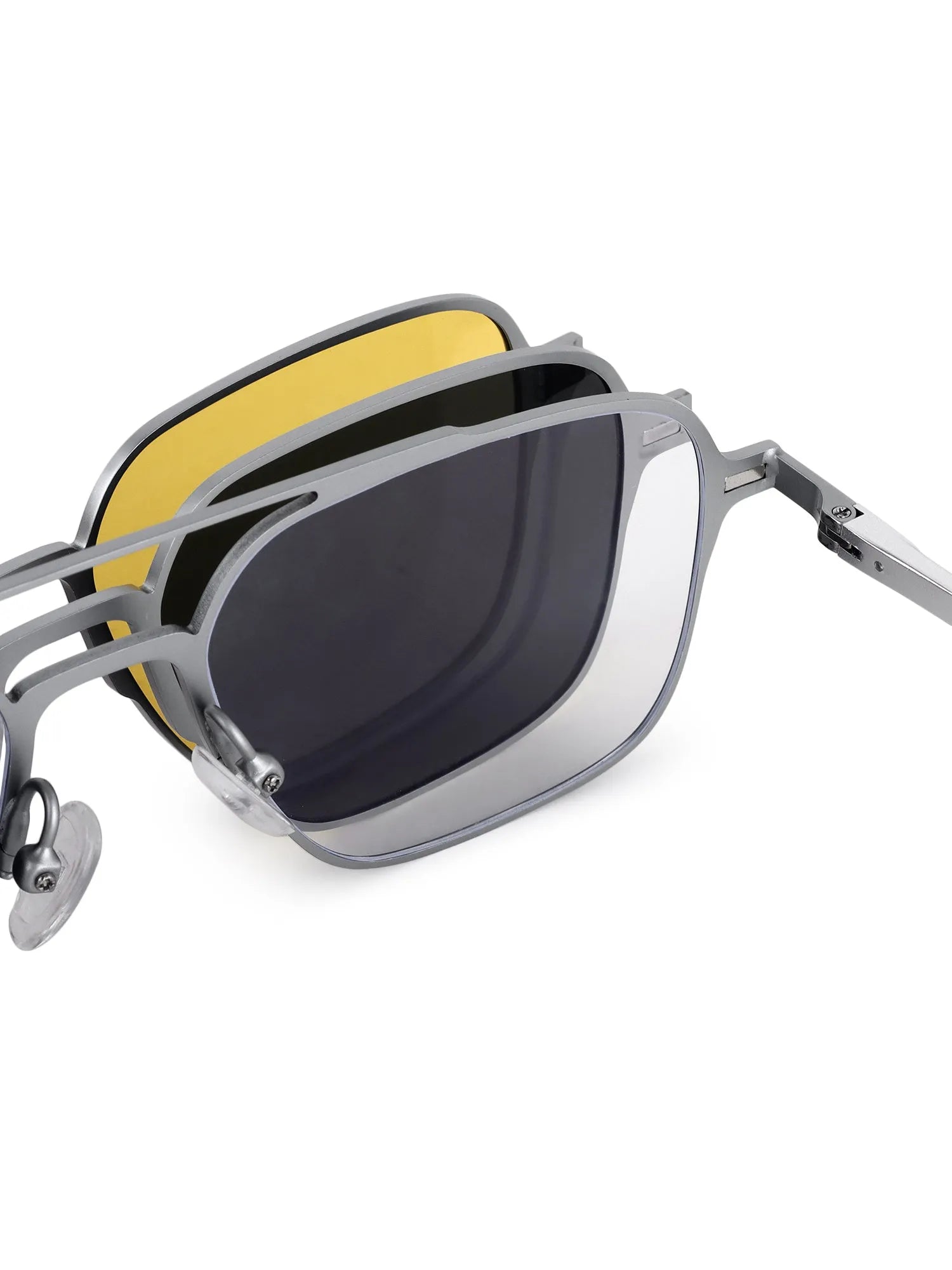 Avelora | Silver Large Full Rim Rectangle Clip-on for Men & Women [UV-protected]