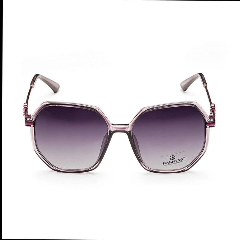 Hashtag Exclusive Hexagonal Sunglasses for Women - 8236-Purple