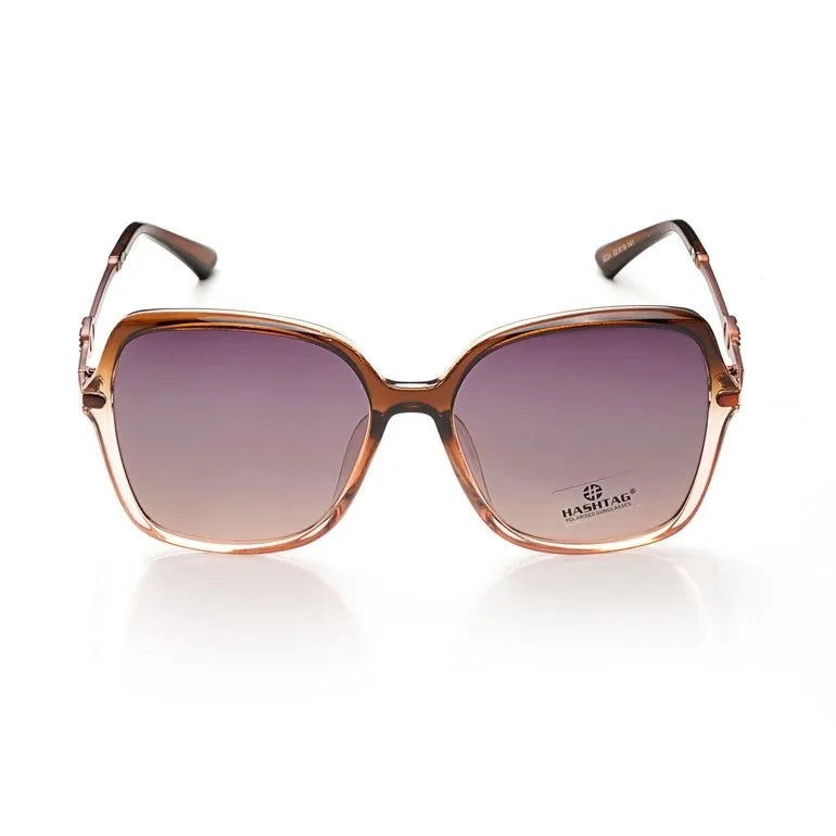 Eclipta | Brown Oversized Full Rim Rectangle Sunglasses for Women [Polarized]