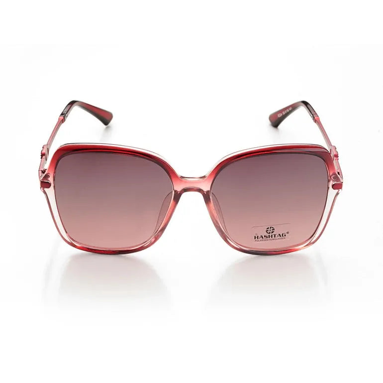 Eclipta | Red Oversized Full Rim Rectangle Sunglasses for Women [Polarized]
